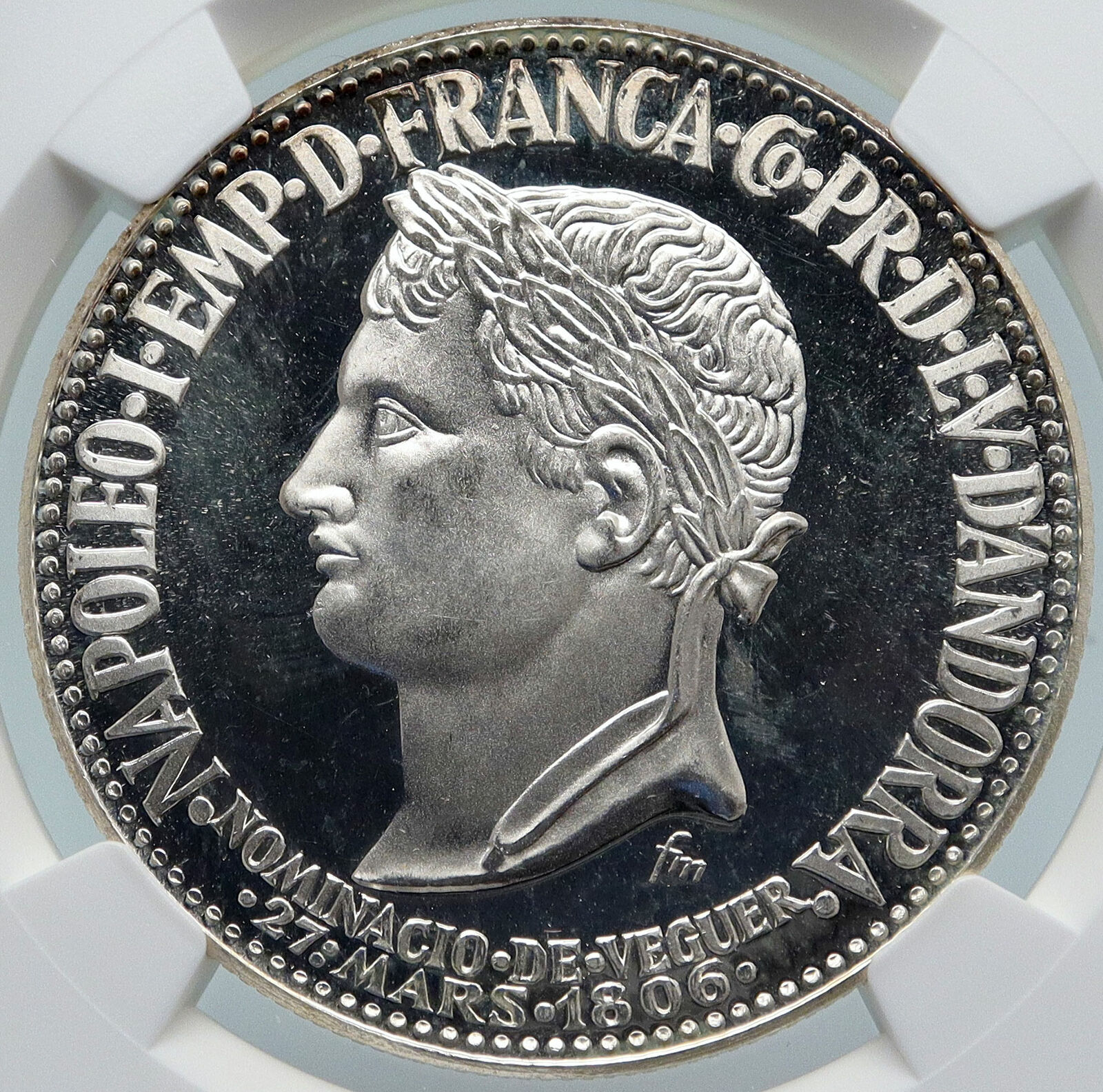 1964 ANDORRA Napoleon Bonaparte VINTAGE Proof Silver 50 Diners Coin NGC i85460