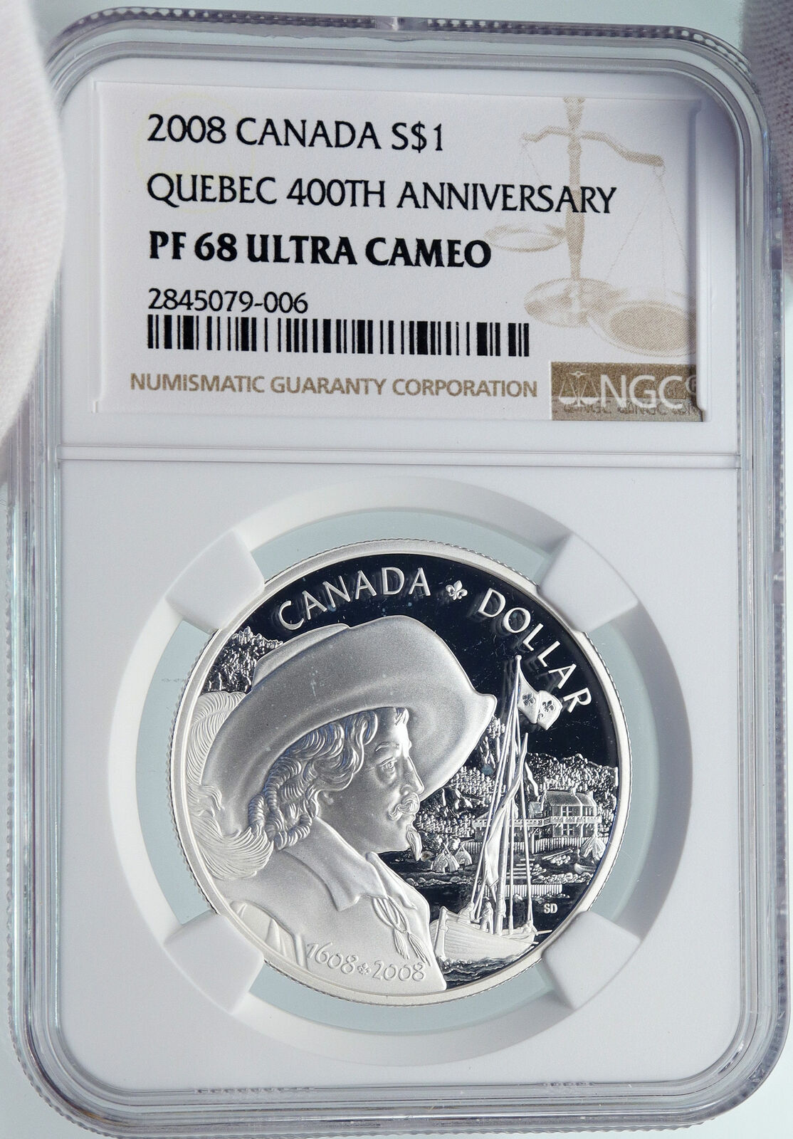 2008 CANADA Quebec City 400 Year SAMUEL CHAMPLAIN Proof SILVER $ Coin NGC i85463