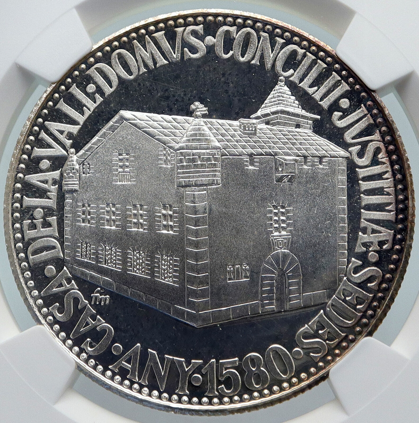 1965 ANDORRA Council of Justice House OLD PROOF Silver 50 Diners Coin NGC i85461