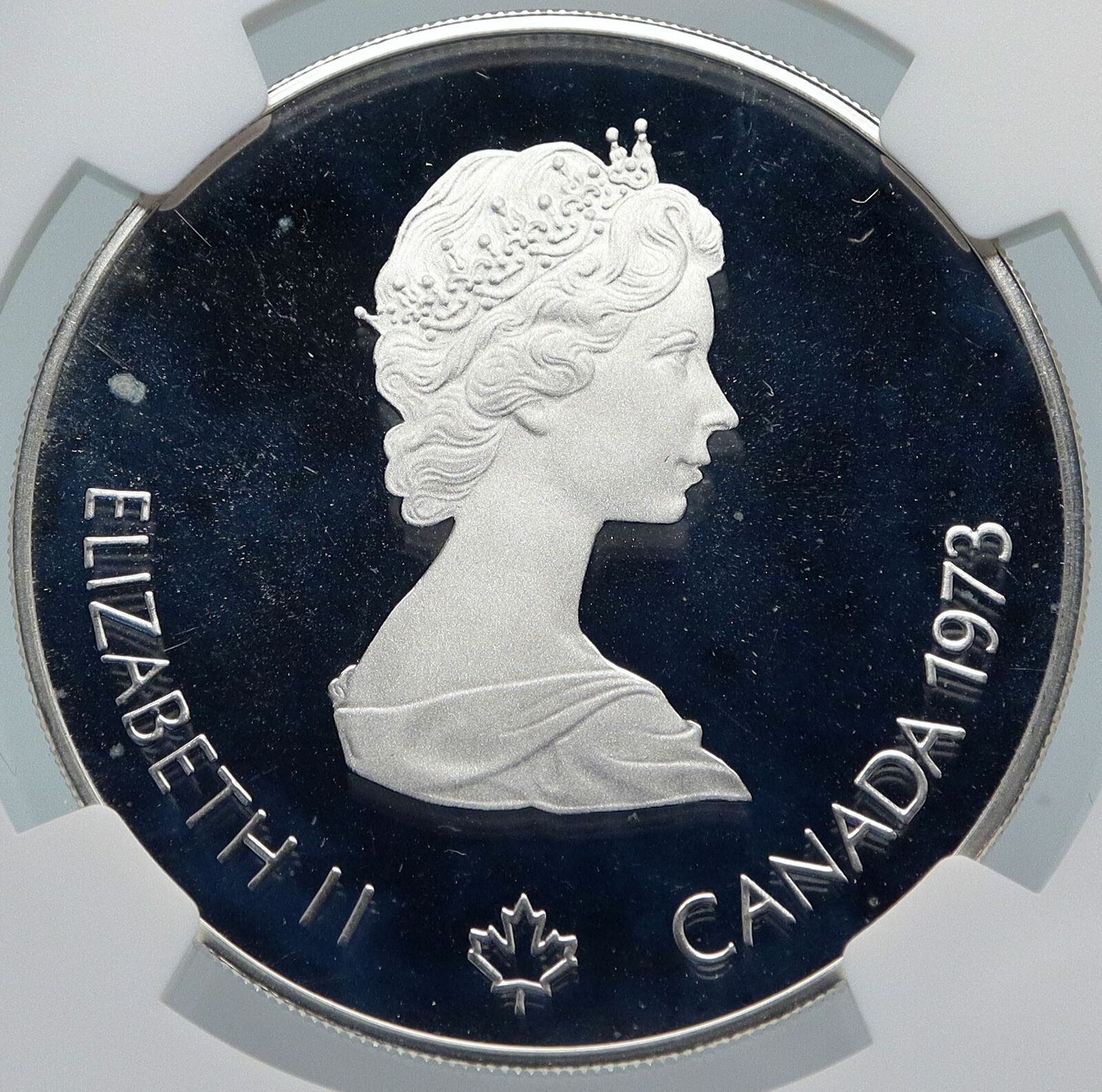 1973 CANADA Queen Elizabeth II Olympics Montreal Proof Silver $5 Coin NGC i85467