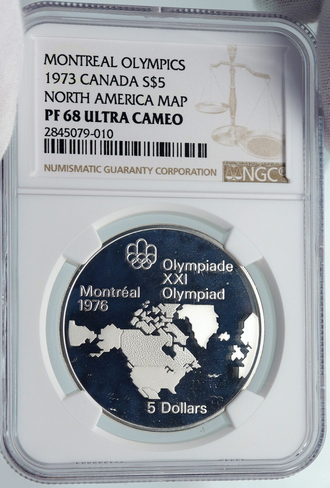 1973 CANADA Queen Elizabeth II Olympics Montreal Proof Silver $5 Coin NGC i85467