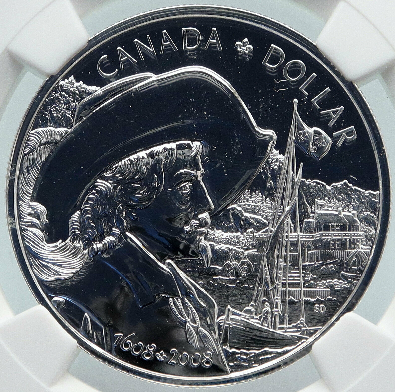 2008 CANADA Quebec City 400 Year SAMUEL CHAMPLAIN Deep-PL SILVER Coin NGC i85476