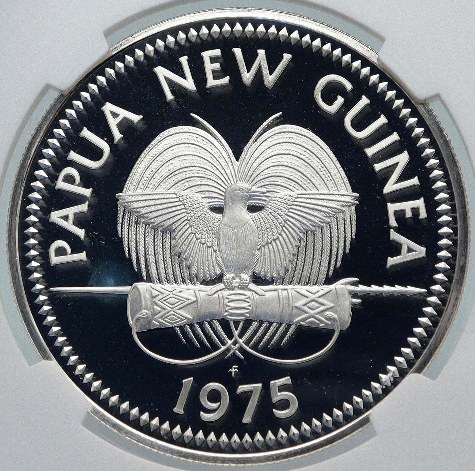 1975 PAPUA NEW GUINEA w PAPUAN Harpy EAGLE Proof Silver 5 Kina Coin NGC i85470