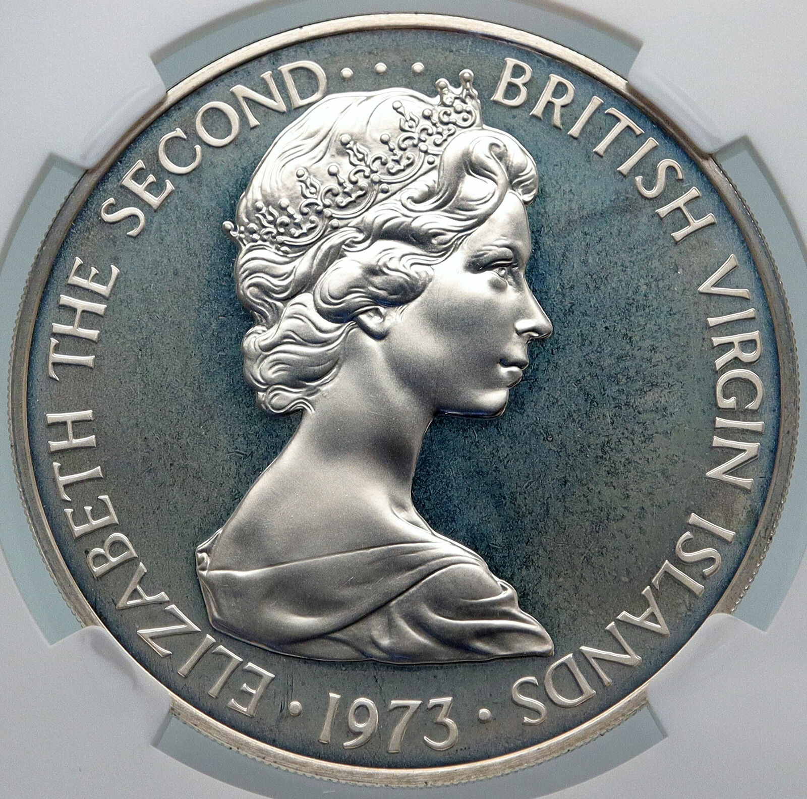 1973 British Virgin Islands Queen Elizabeth II BIRD Proof Silver Coin NGC i85471