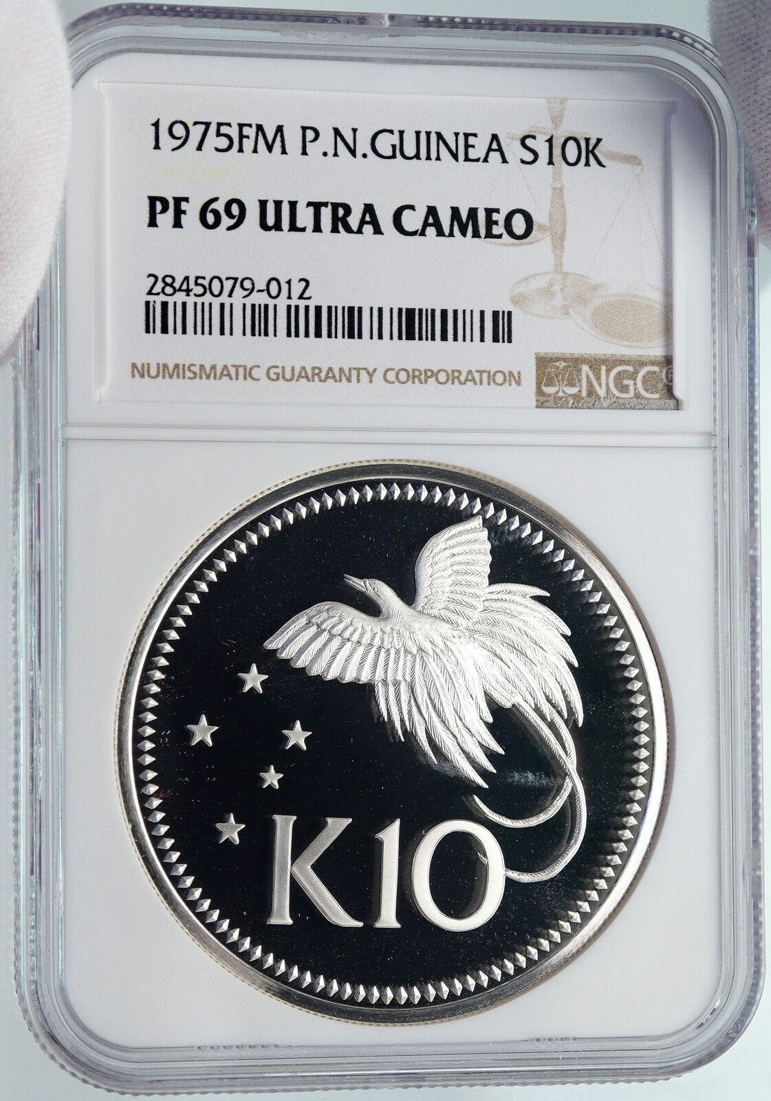 1978 PAPUA NEW GUINEA Large Exotic Bird Proof Silver 10 Kina Coin NGC i85469