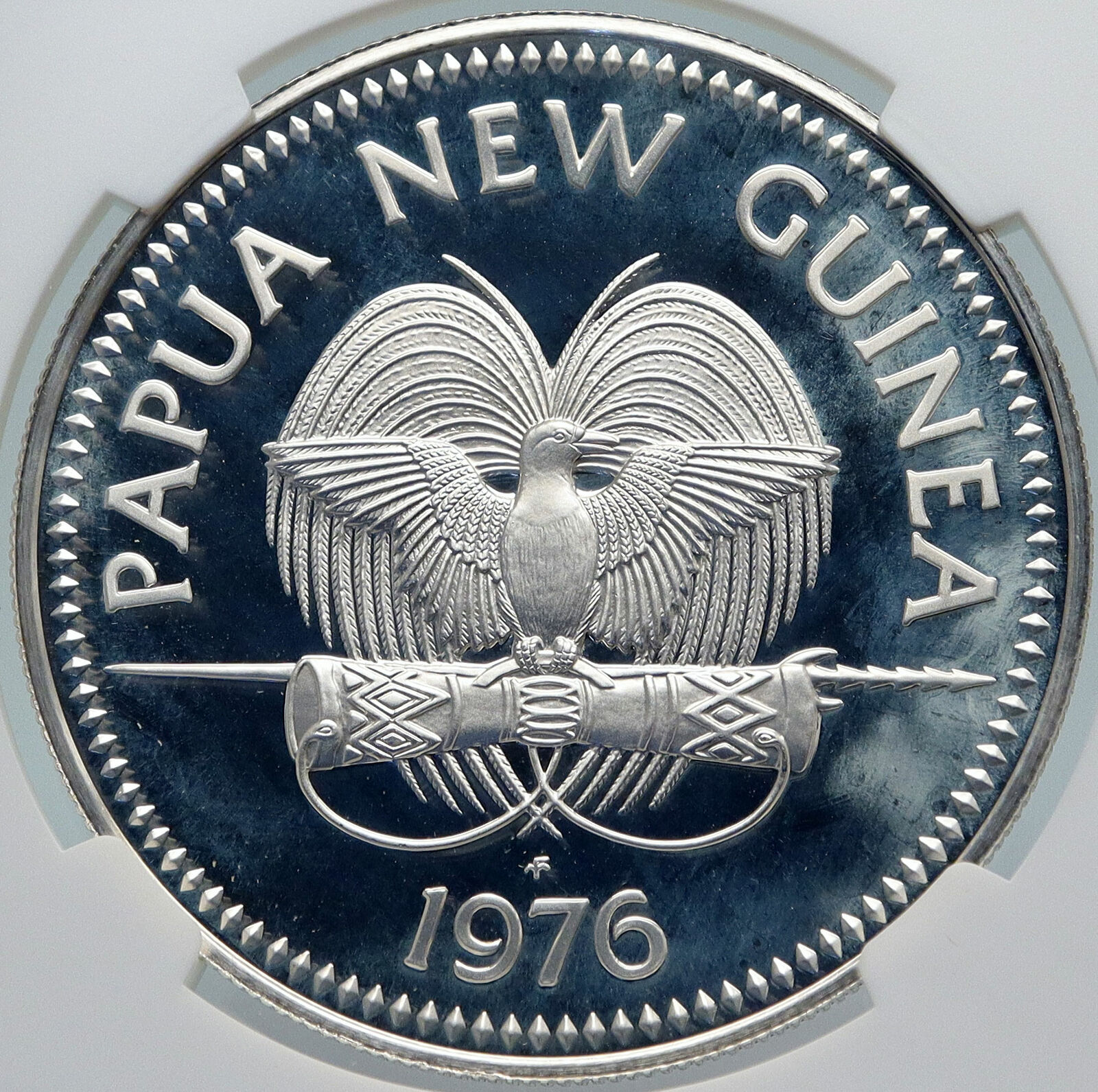 1976 PAPUA NEW GUINEA w PAPUAN Harpy EAGLE Proof Silver 5 Kina Coin NGC i85472