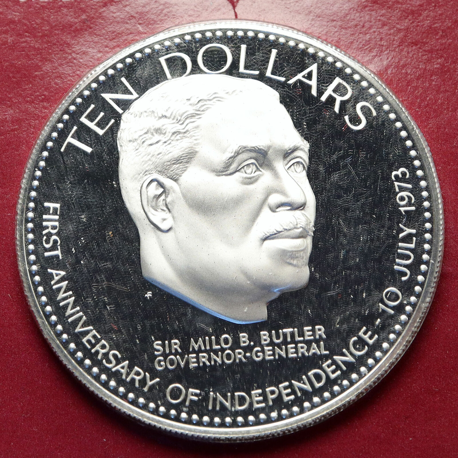 1974 BAHAMAS Large Independence Milo Butler VINTAGE Proof Silver $10 Coin i85626