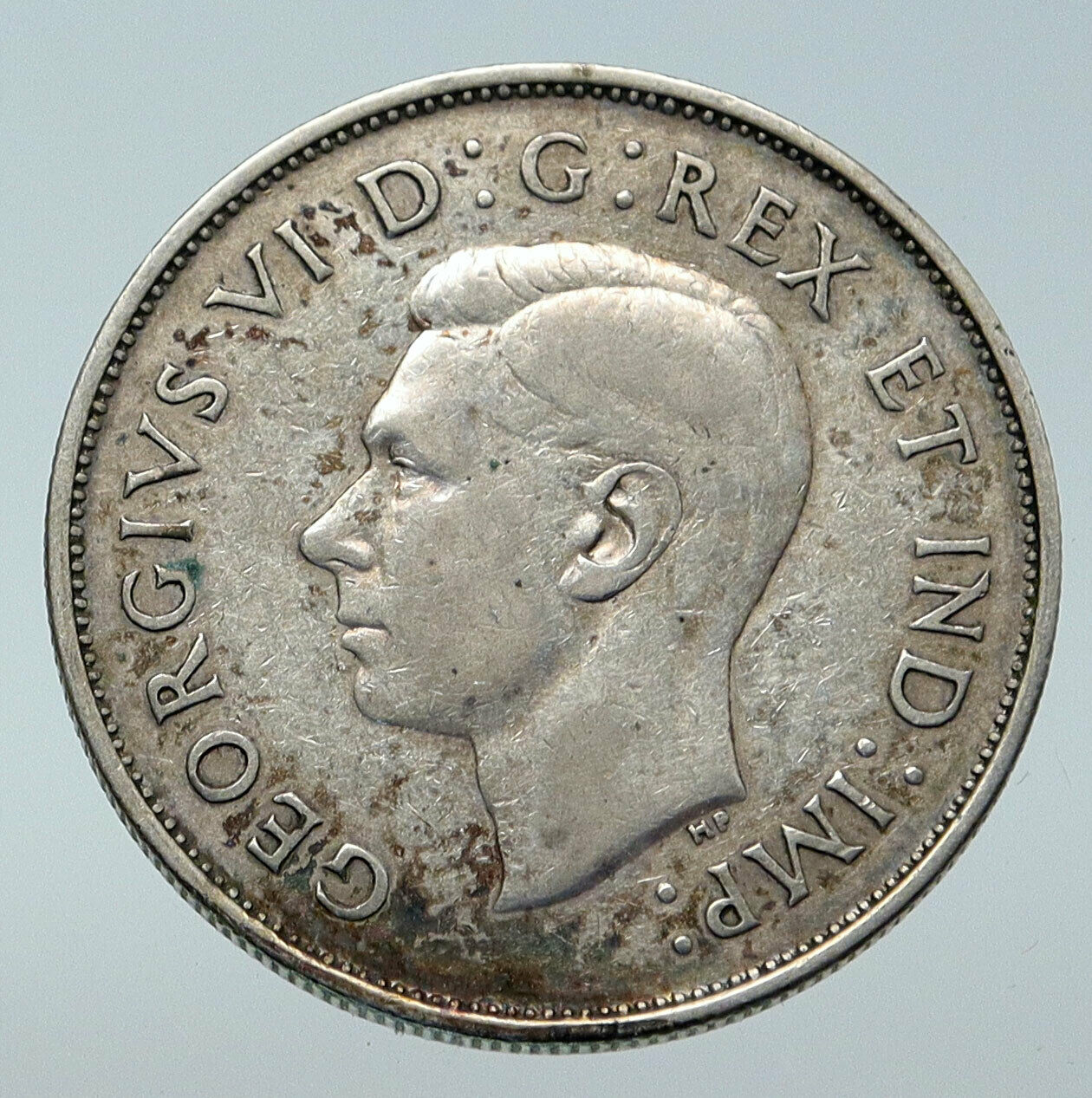 1940 CANADA WWII Time UK King GEORGE VI Coat-of-Arms SILVER 50 Cents Coin i85633