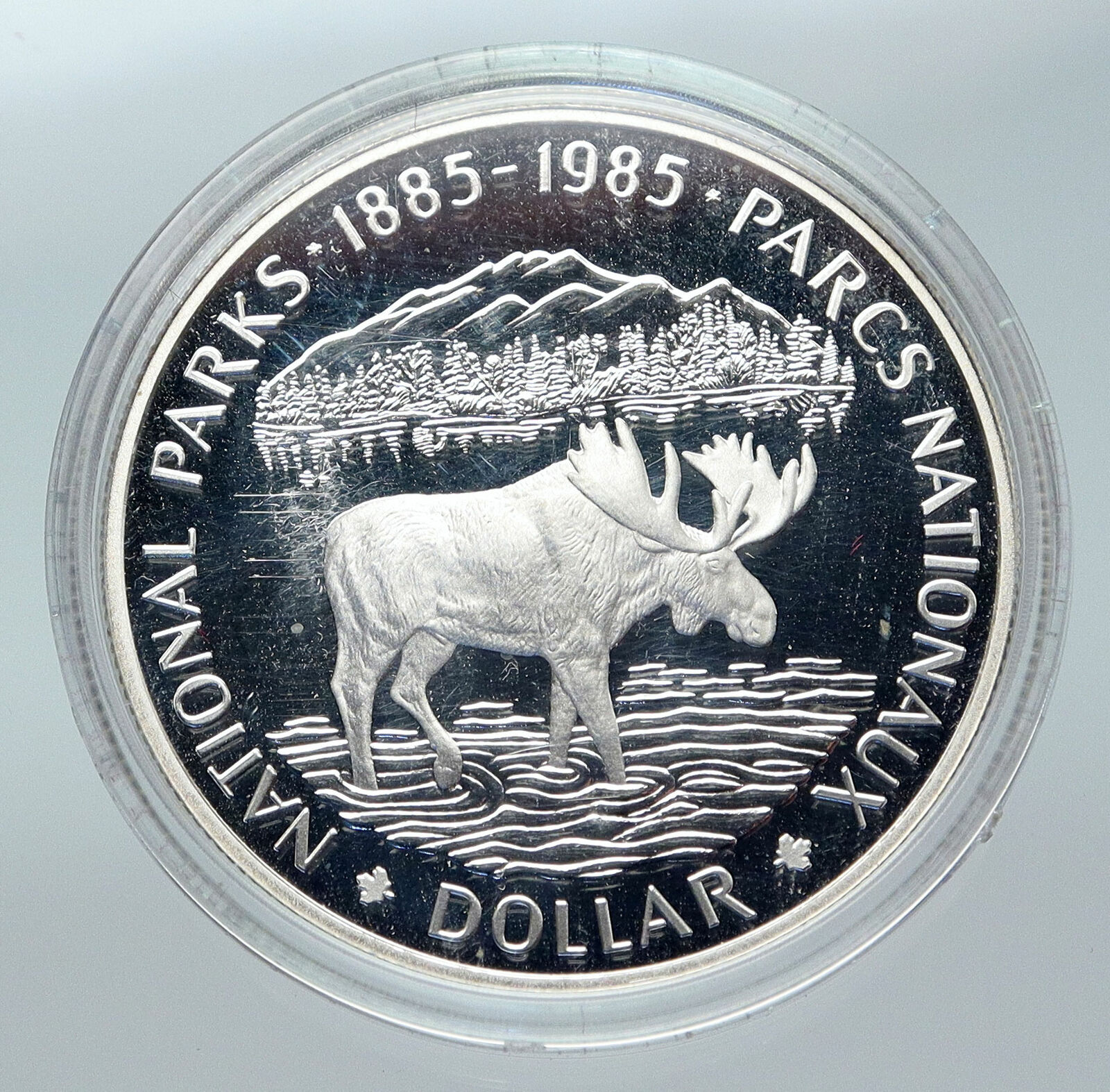 1985 CANADA UK Queen Elizabeth II National Parks MOOSE Proof SILVER Coin i85663