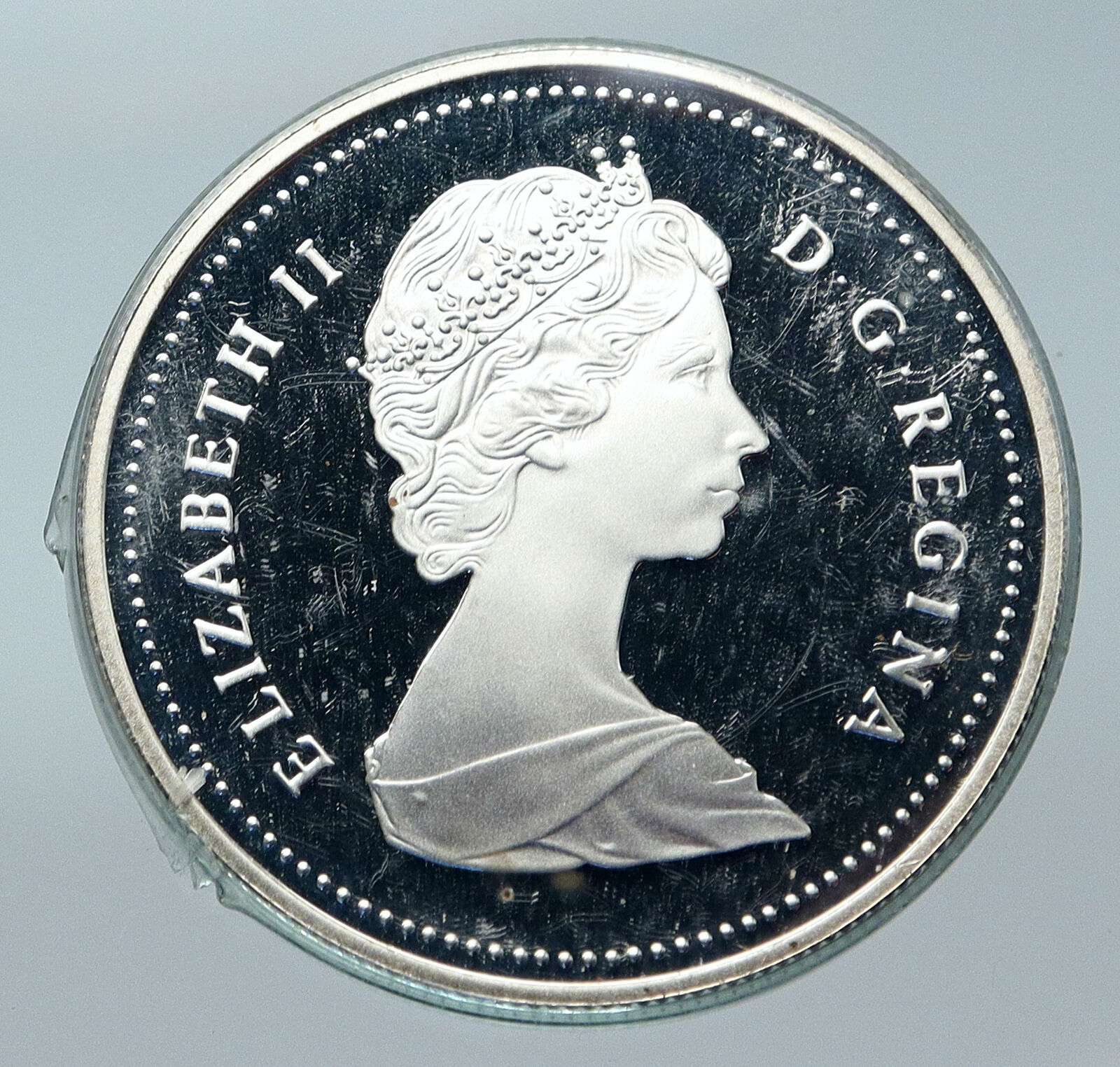 1986 CANADA Vancouver with UK Queen Elizabeth II Train Proof Silver Coin i85654