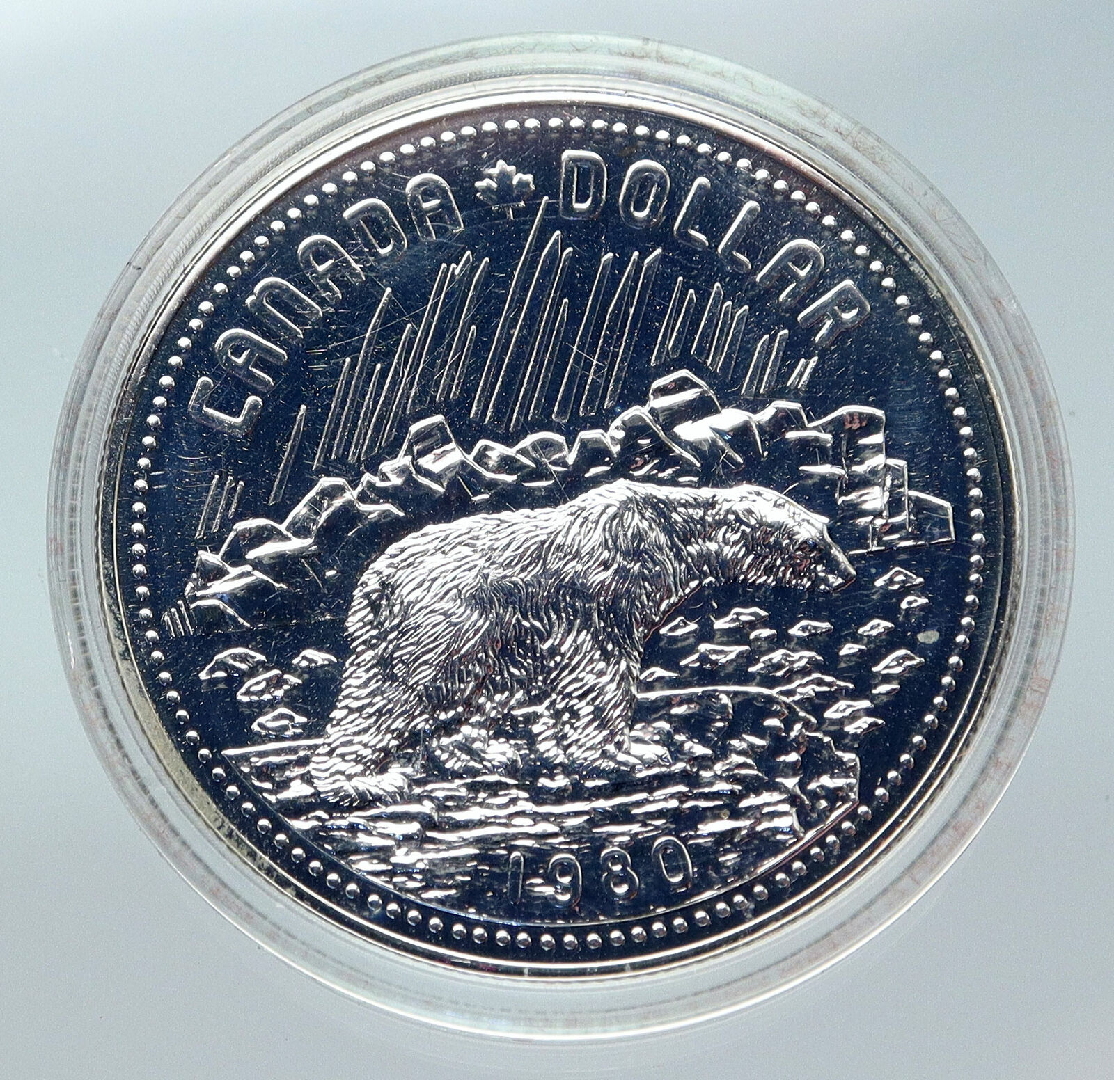 1980 CANADA Arctic Polar Bear UK Queen Elizabeth II Proof Silver $ Coin i85658