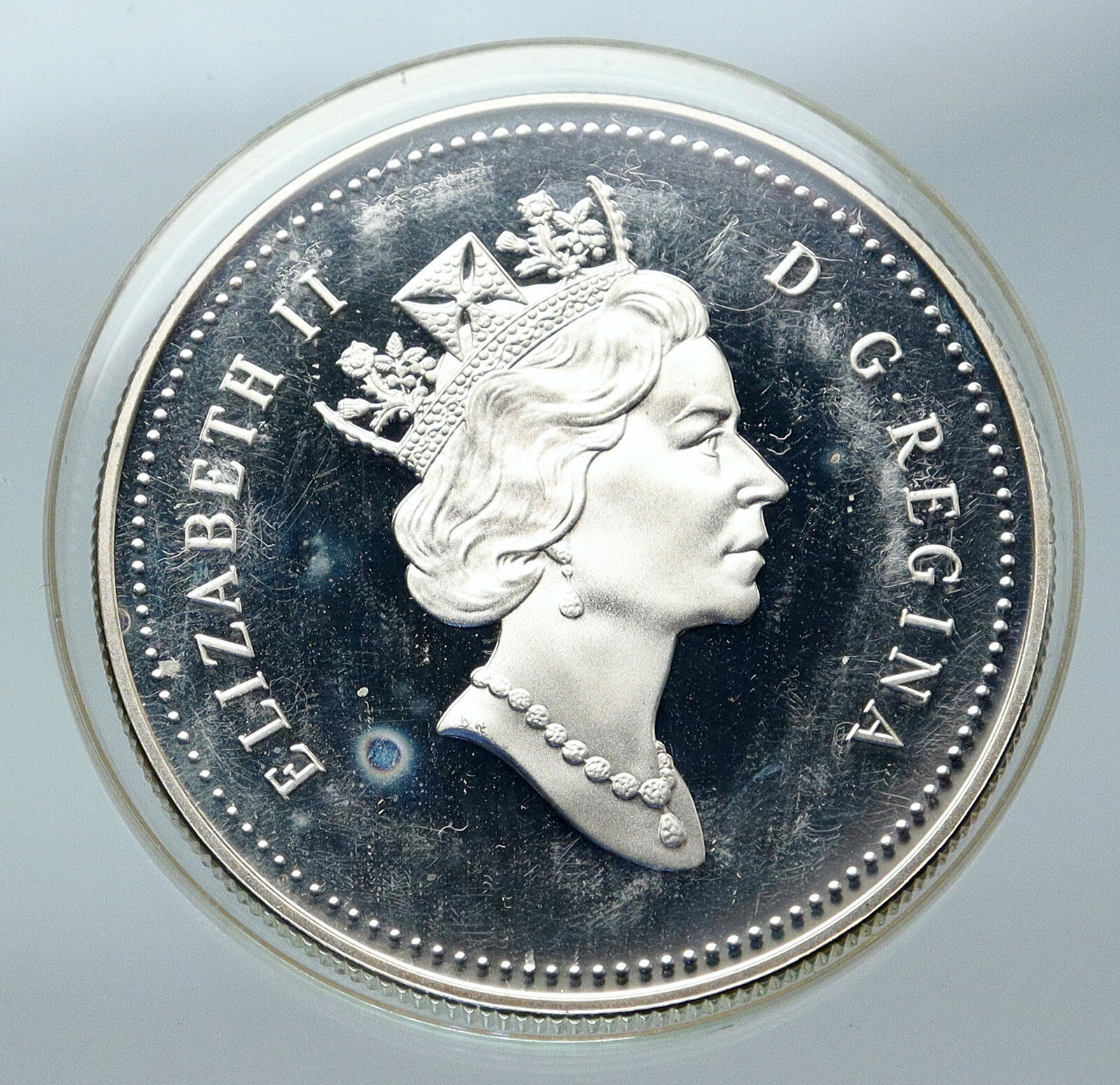 1990 CANADA UK Queen Elizabeth II HENRY KELSEY NATIVES Proof SILVER Coin i85655