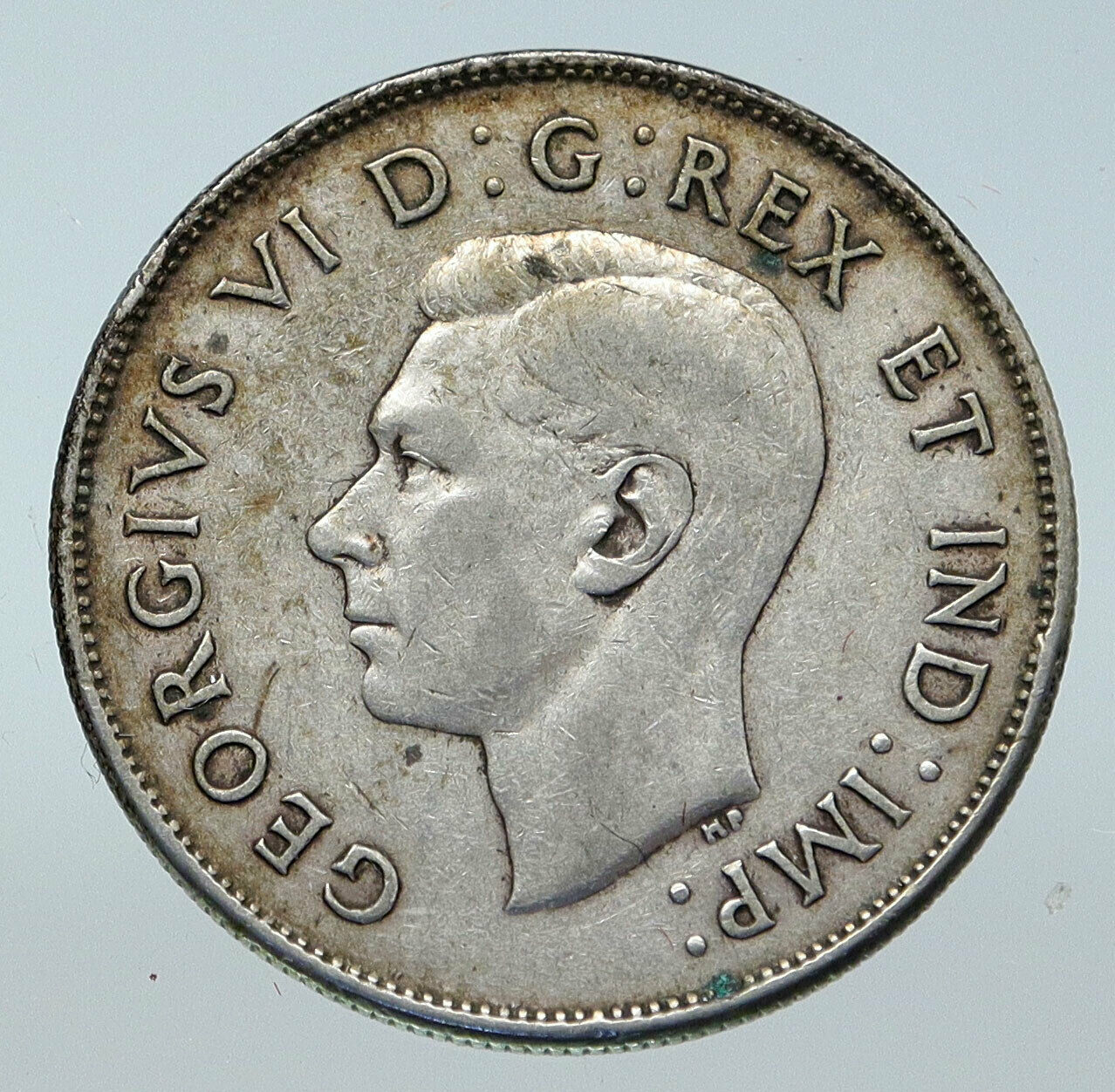 1942 CANADA WWII Time UK King GEORGE VI Coat-of-Arms SILVER 50 Cents Coin i85630