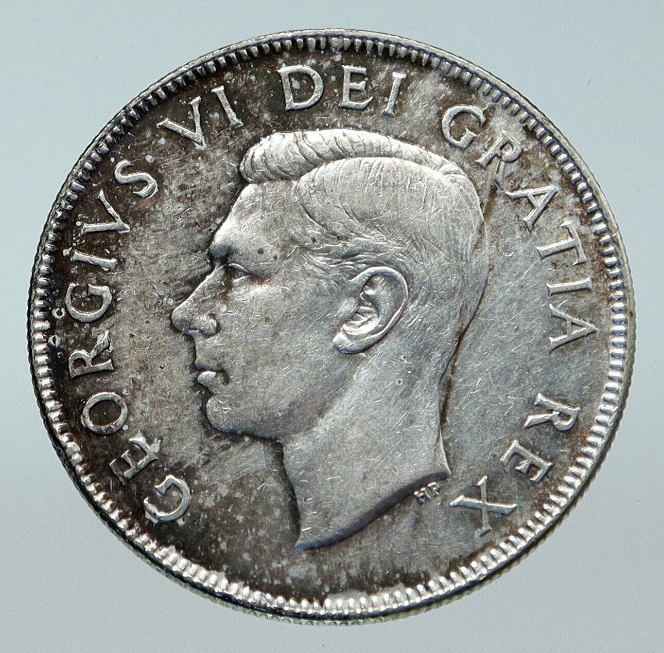 1952 CANADA UK King GEORGE VI Coat-of-Arms OLD Large SILVER 50 Cents Coin i85631