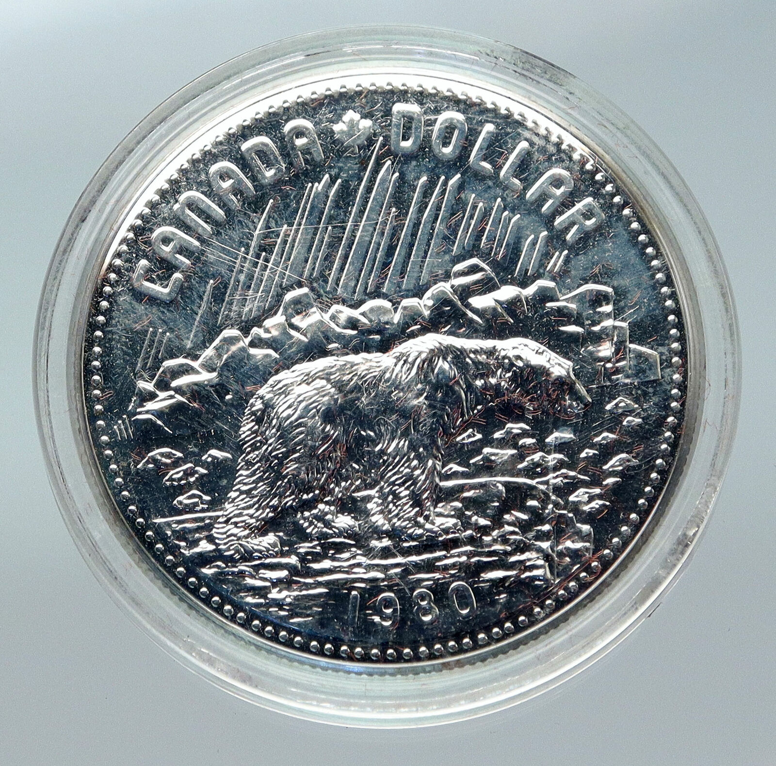 1980 CANADA Arctic Polar Bear UK Queen Elizabeth II Proof Silver $ Coin i85661