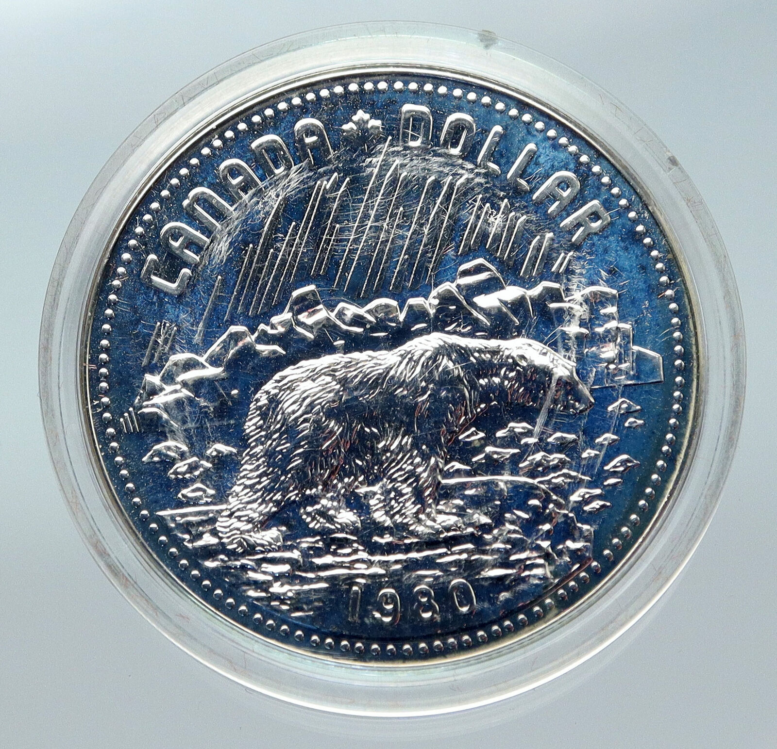 1980 CANADA Arctic Polar Bear UK Queen Elizabeth II Proof Silver $ Coin i85657