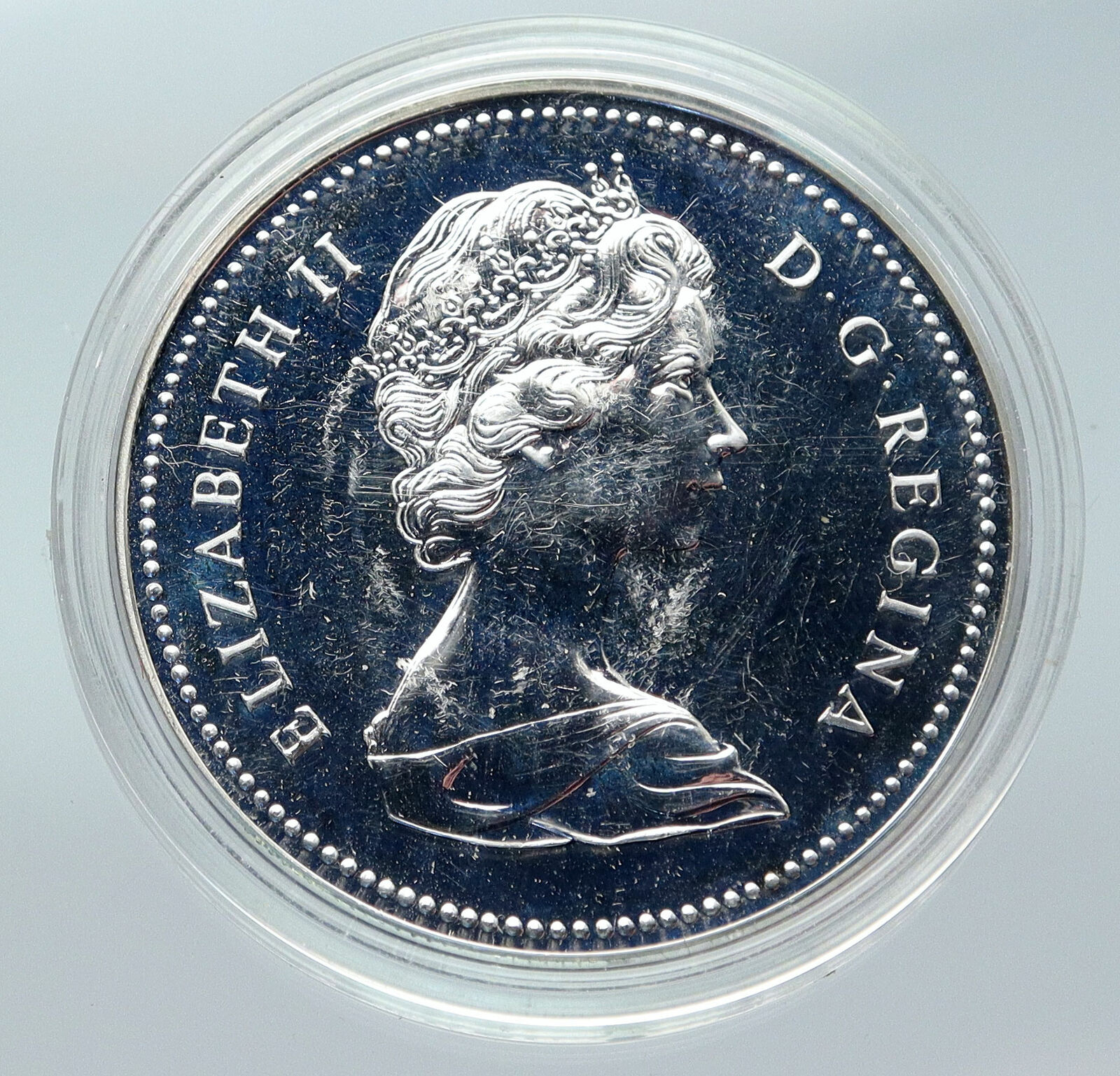 1976 CANADA UK Queen Elizabeth II LIBRARY Old VINTAGE Silver Dollar Coin i85731