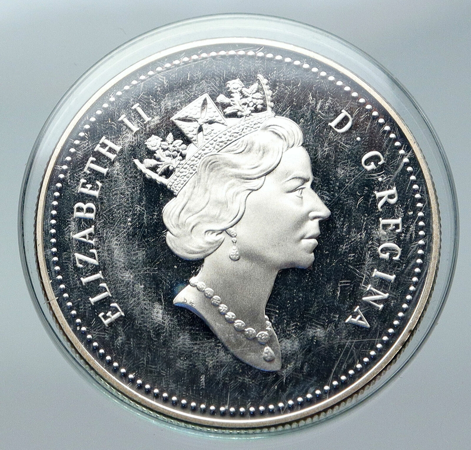 1991 CANADA UK Queen Elizabeth II STEAM SHIP FRONTENAC 1816 Silver $ Coin i85737