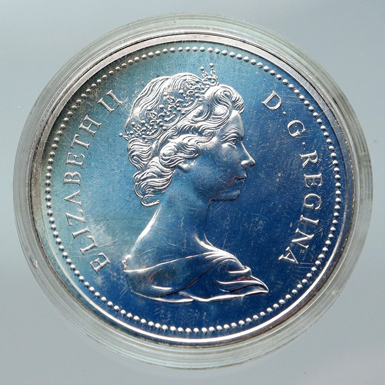 1975 CANADA UK Queen Elizabeth II Calgary 100Years Huge Proof Silver Coin i85742