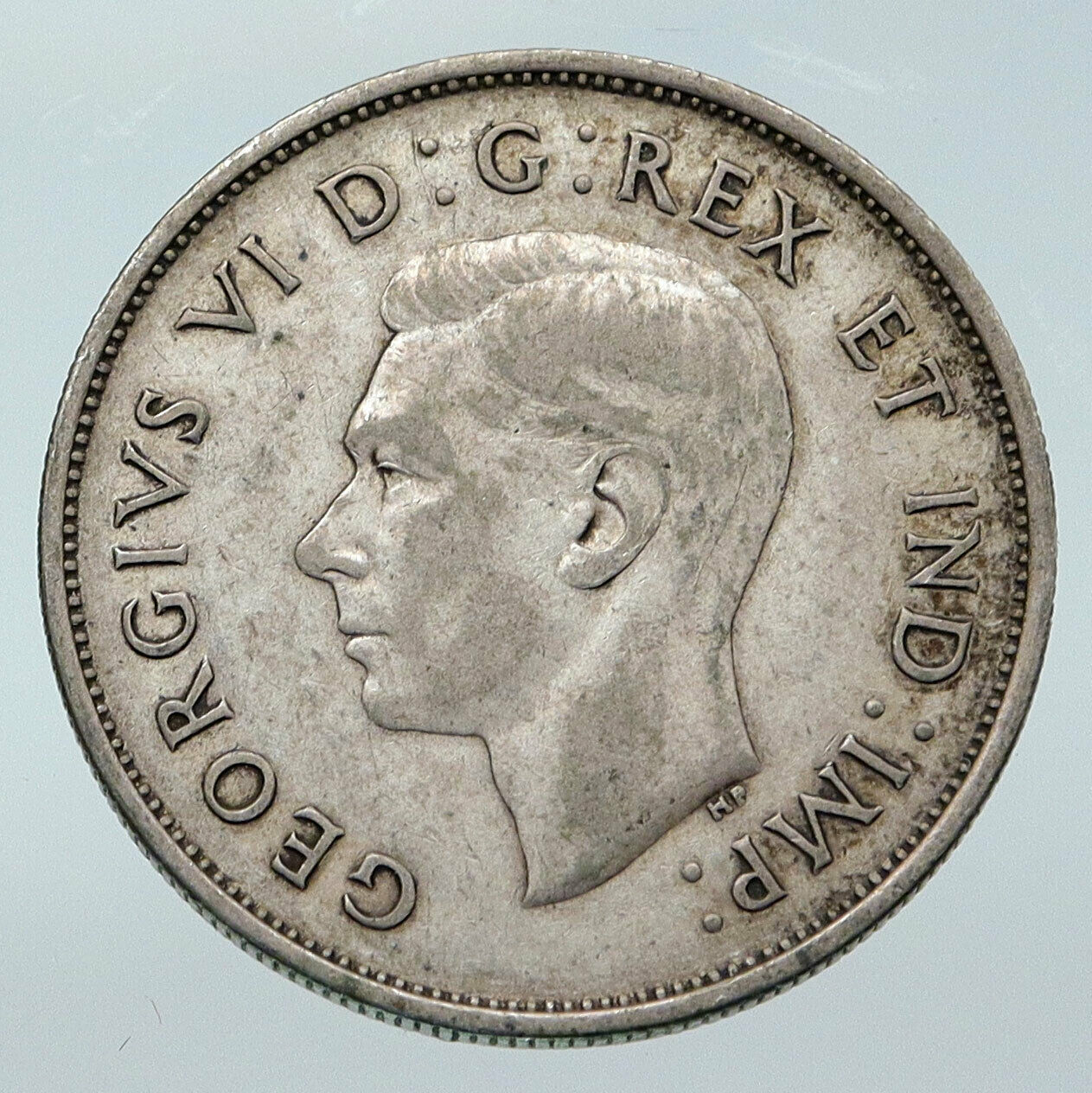 1939 CANADA WWII Time UK King GEORGE VI Coat-of-Arms SILVER 50 Cents Coin i85757