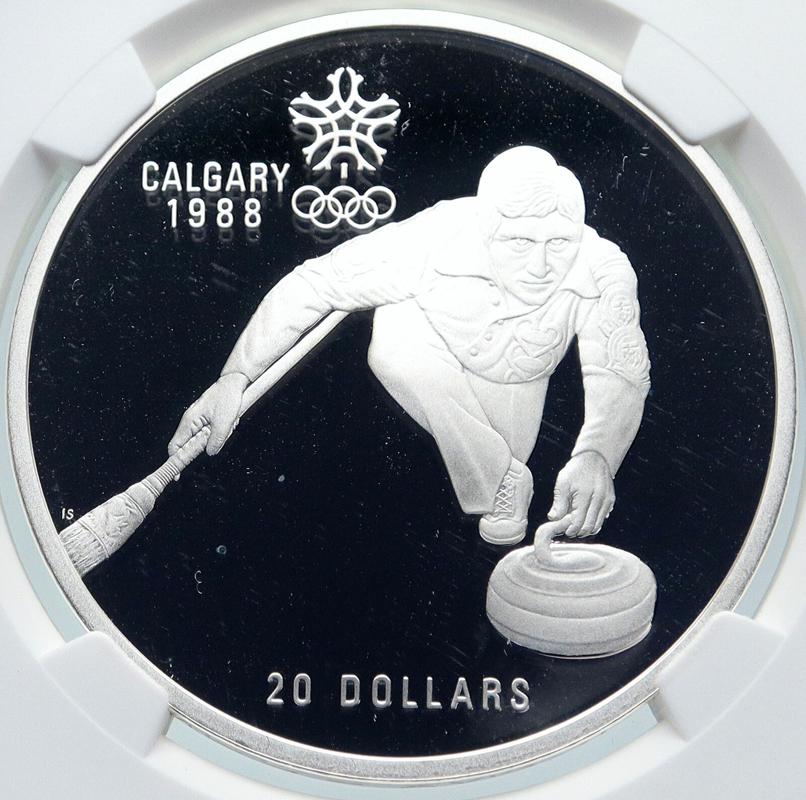 1987 CANADA 1988 CALGARY OLYMPICS Ice Curling Proof Silver $20 Coin NGC i85792