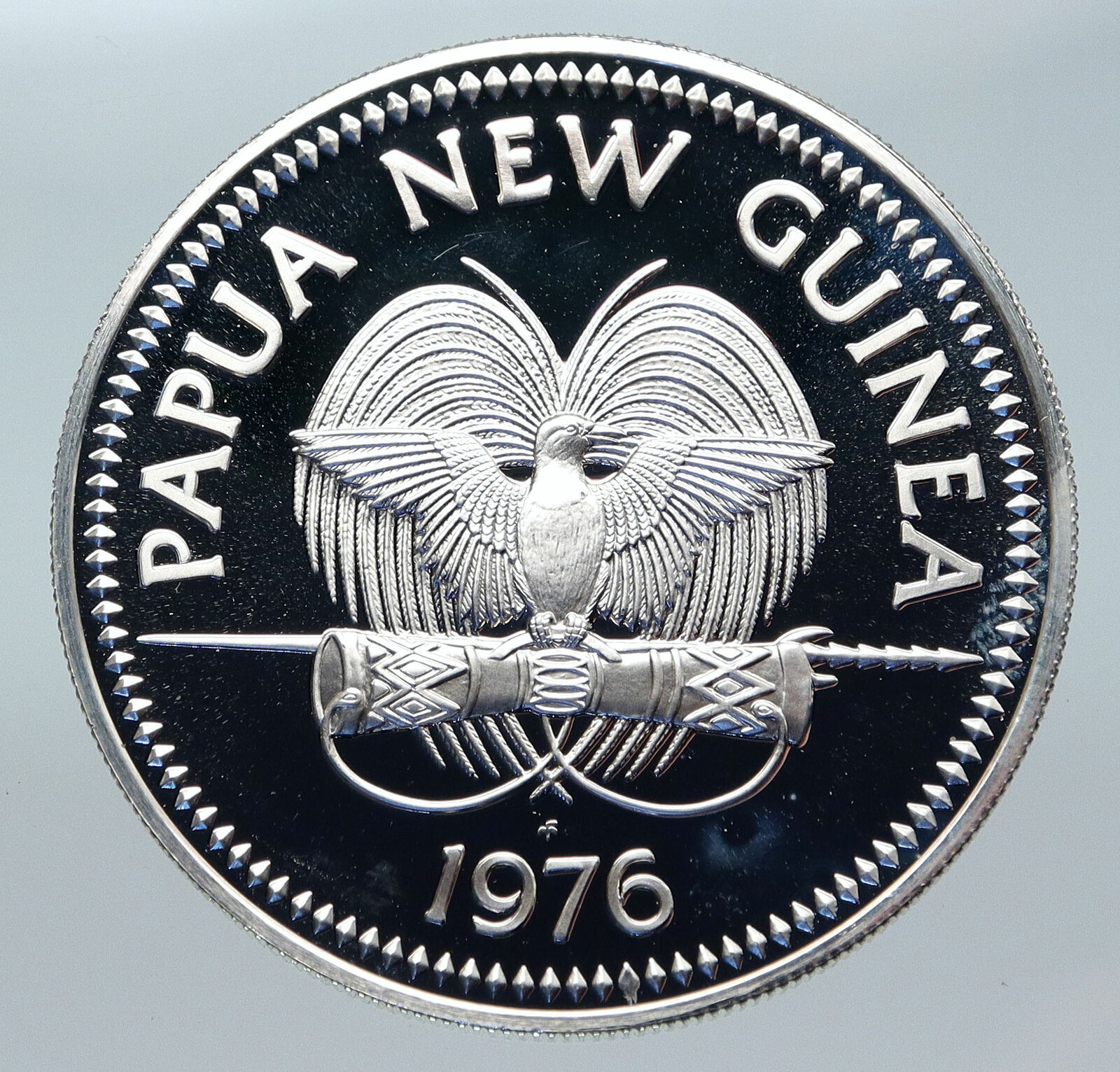 1976 PAPUA NEW GUINEA Large Exotic Bird VINTAGE Proof Silver 10 Kina Coin i85751