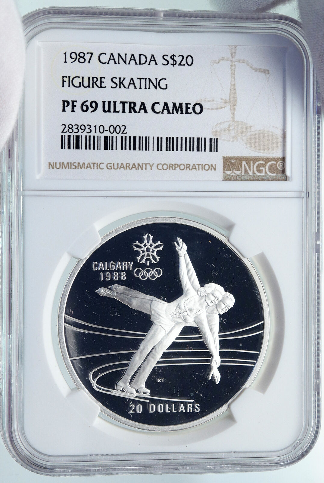 1987 CANADA 1988 CALGARY OLYMPICS Ice Skating Proof Silver $20 Coin NGC i85791