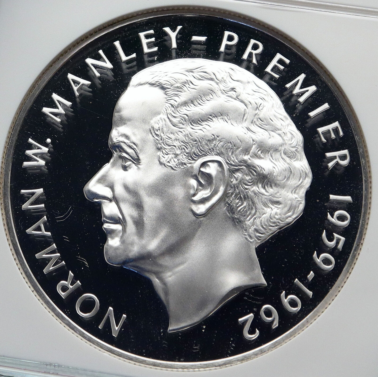 1972 JAMAICA Proof HUGE 4.5cm Premier Norman W Manley Silver $5 Coin NGC i85807