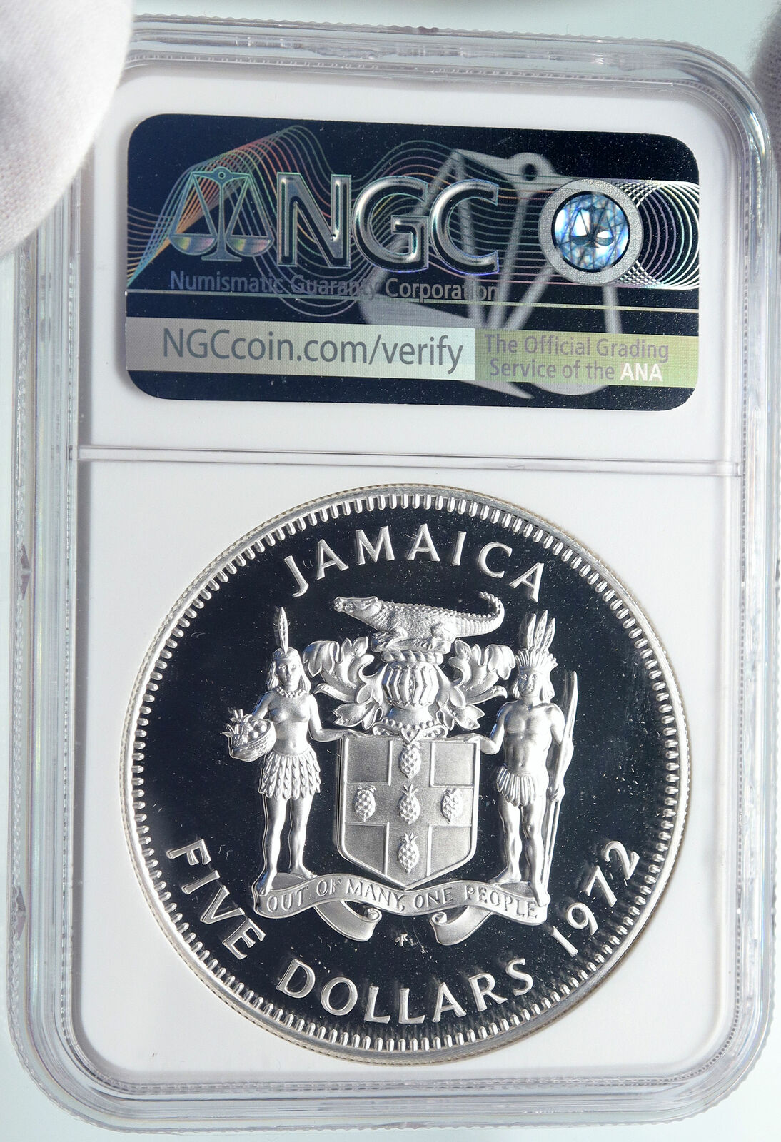 1972 JAMAICA Proof HUGE 4.5cm Premier Norman W Manley Silver $5 Coin NGC i85807