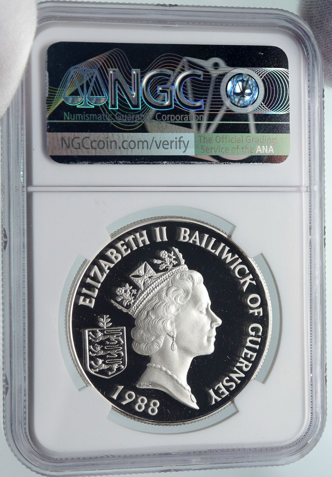 1988 GUERNSEY Island KING WILLIAM II 1087-1100 Proof Silver 2Pnd Coin NGC i85815