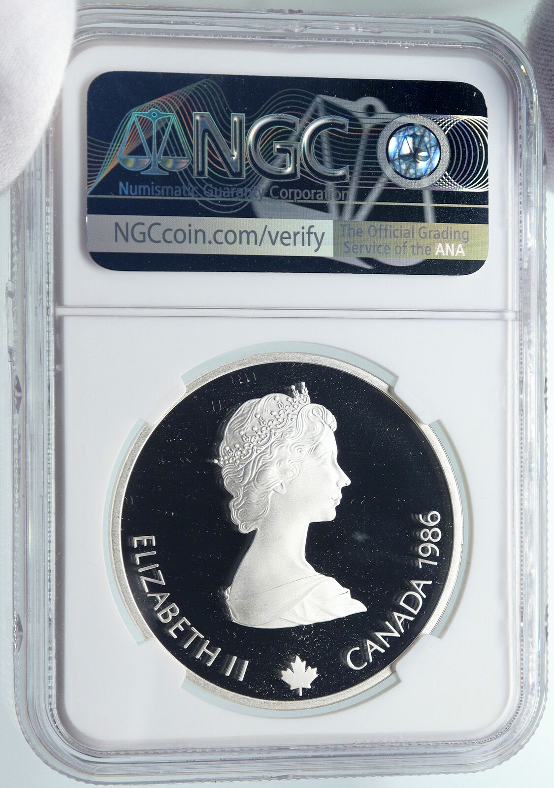 1986 CANADA 1988 CALGARY OLYMPICS Free-X Skiing Proof Silver $20 Coin NGC i85797