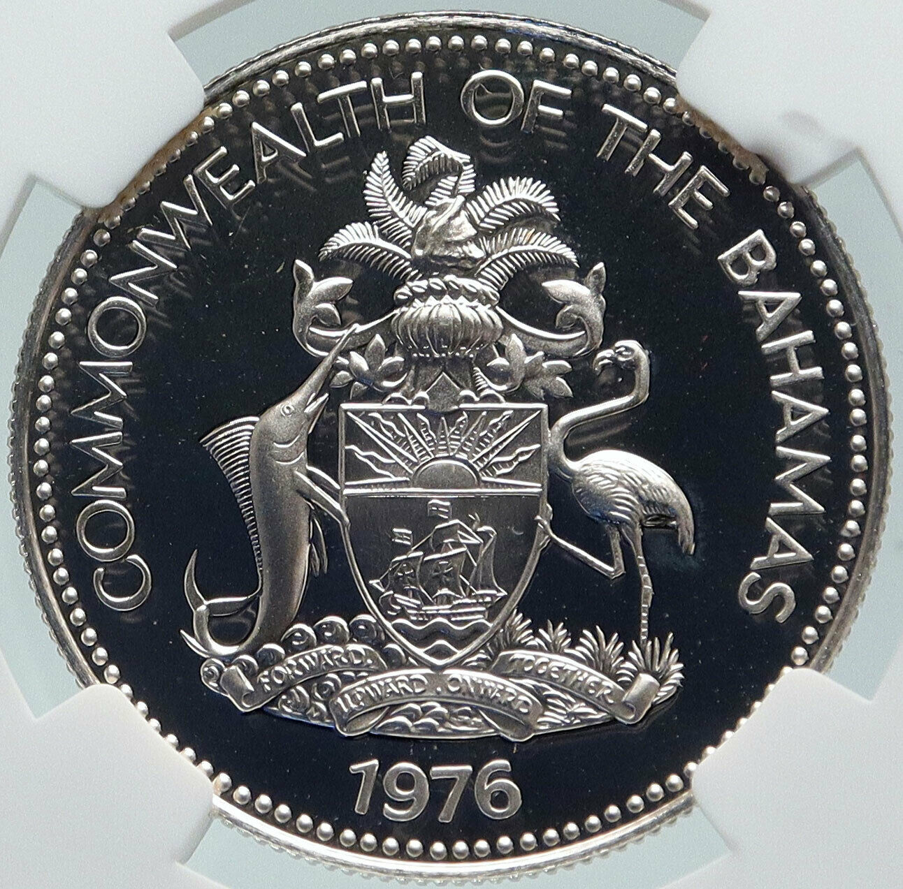 1976 BAHAMAS UK Queen Elizabeth II Marlin Proof Silver Coin 50Ct Coin NGC i85809