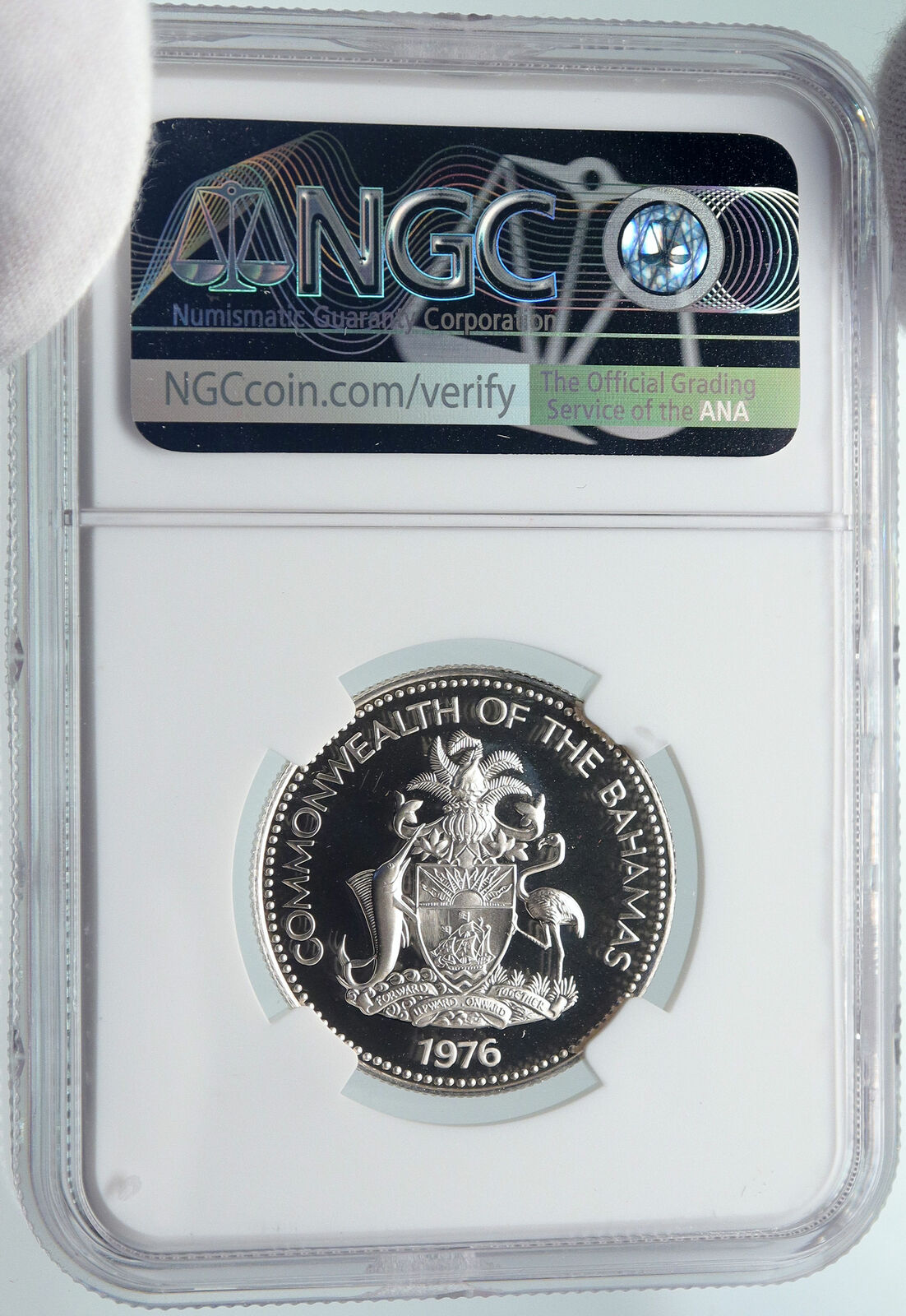 1976 BAHAMAS UK Queen Elizabeth II Marlin Proof Silver Coin 50Ct Coin NGC i85809