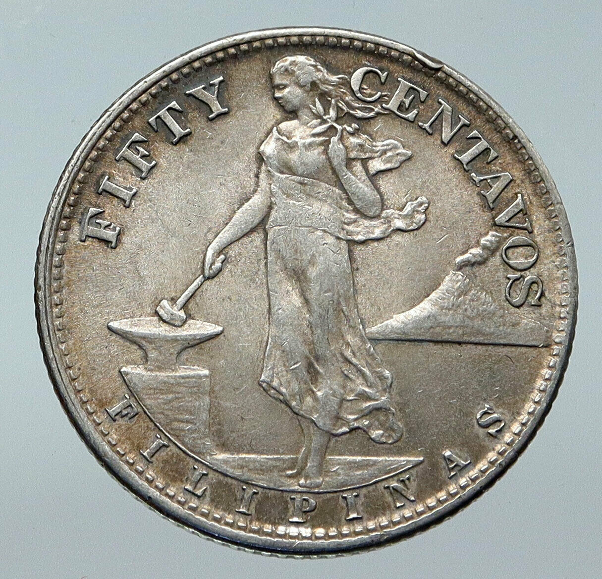 1945 S PHILIPPINES Under US Administration Eagle Silver 50 Centavos Coin i85771