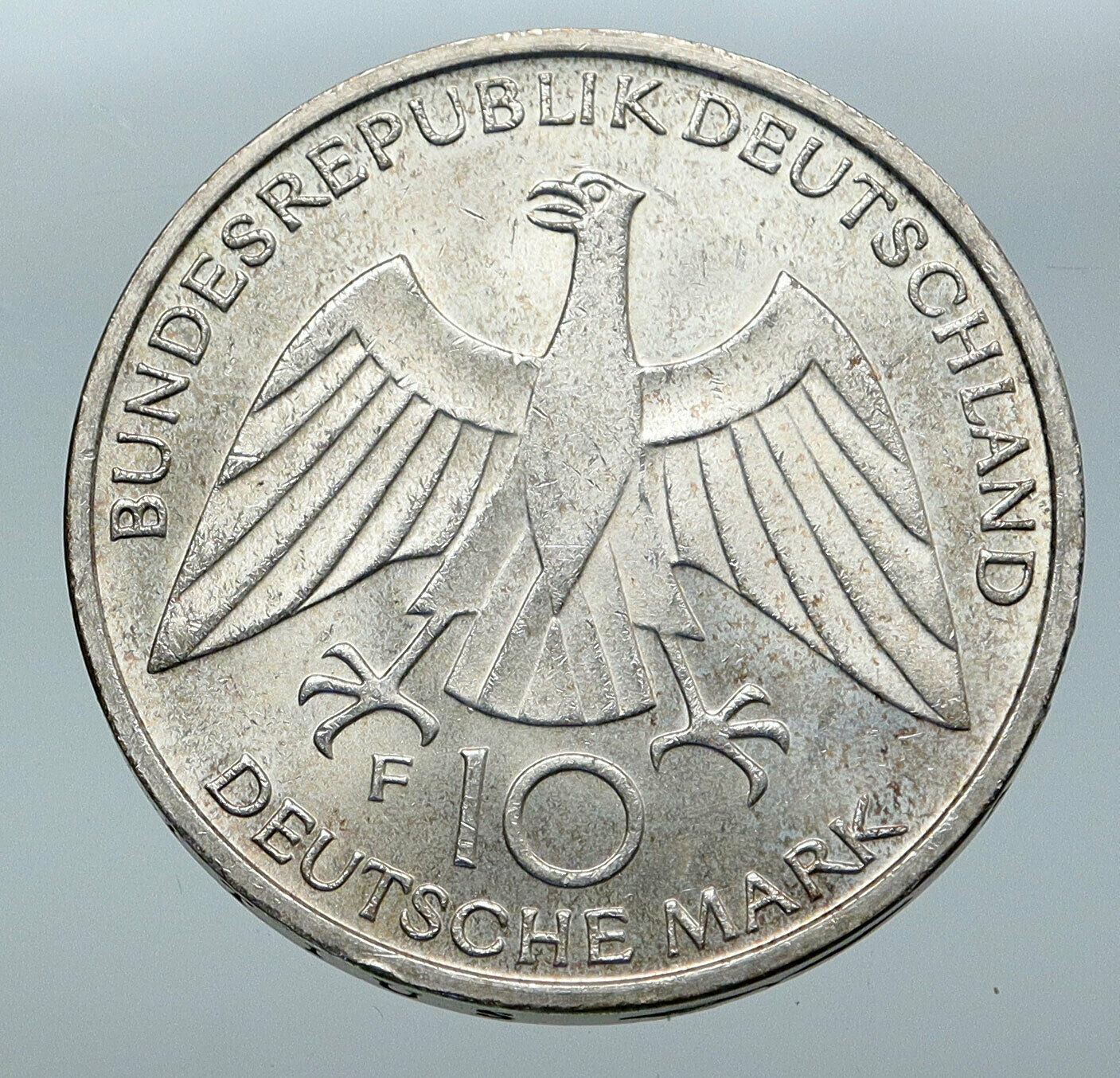 1972 GERMANY Munich Summer Olympics Games Schleife 10 Mark Silver Coin i85786