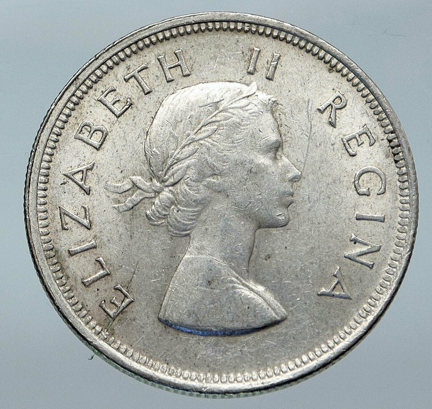 1954 SOUTH AFRICA UK Queen Elizabeth II OLD Silver 2 1/2 Shilling Coin i85782