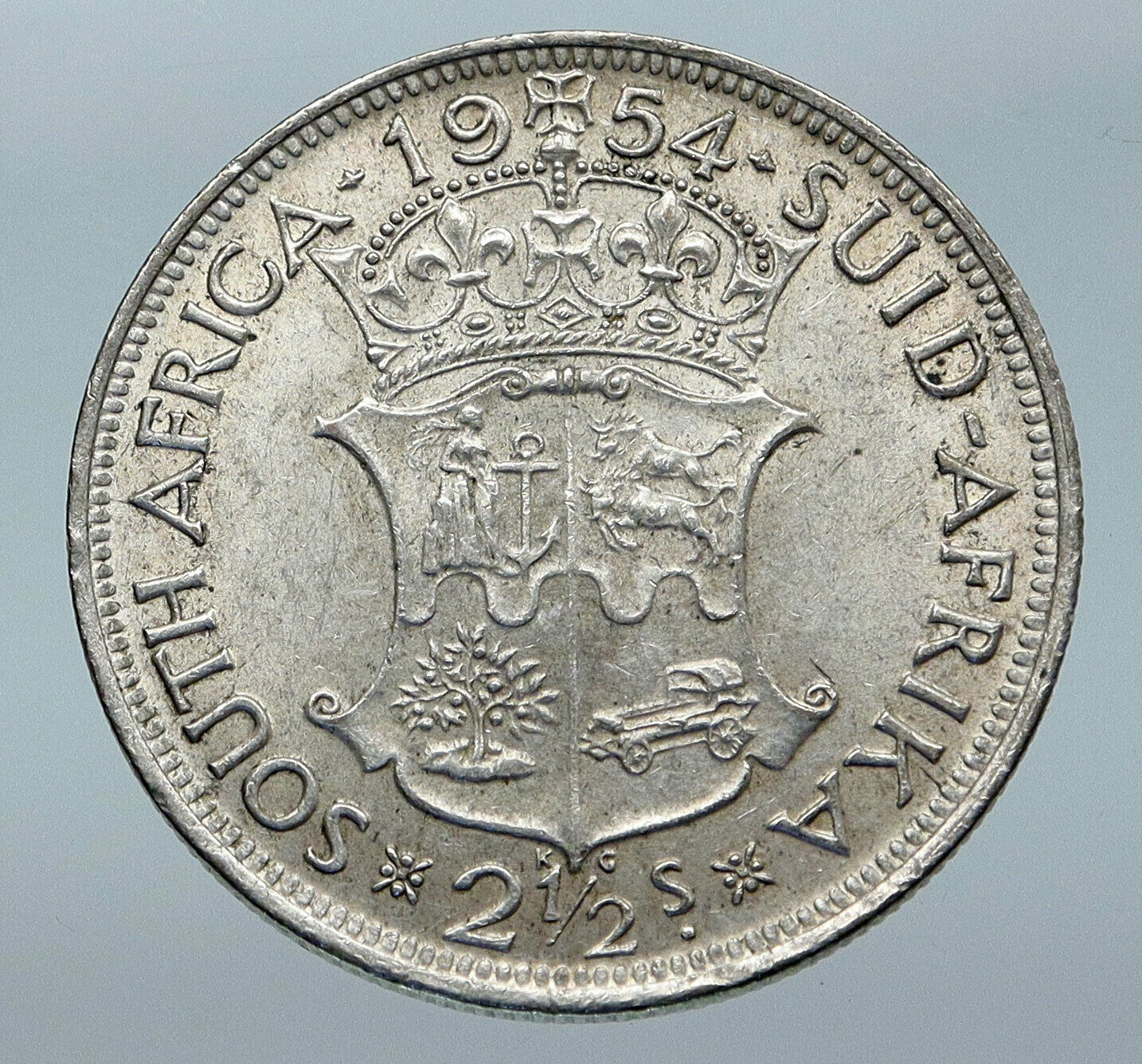 1954 SOUTH AFRICA UK Queen Elizabeth II OLD Silver 2 1/2 Shilling Coin i85782