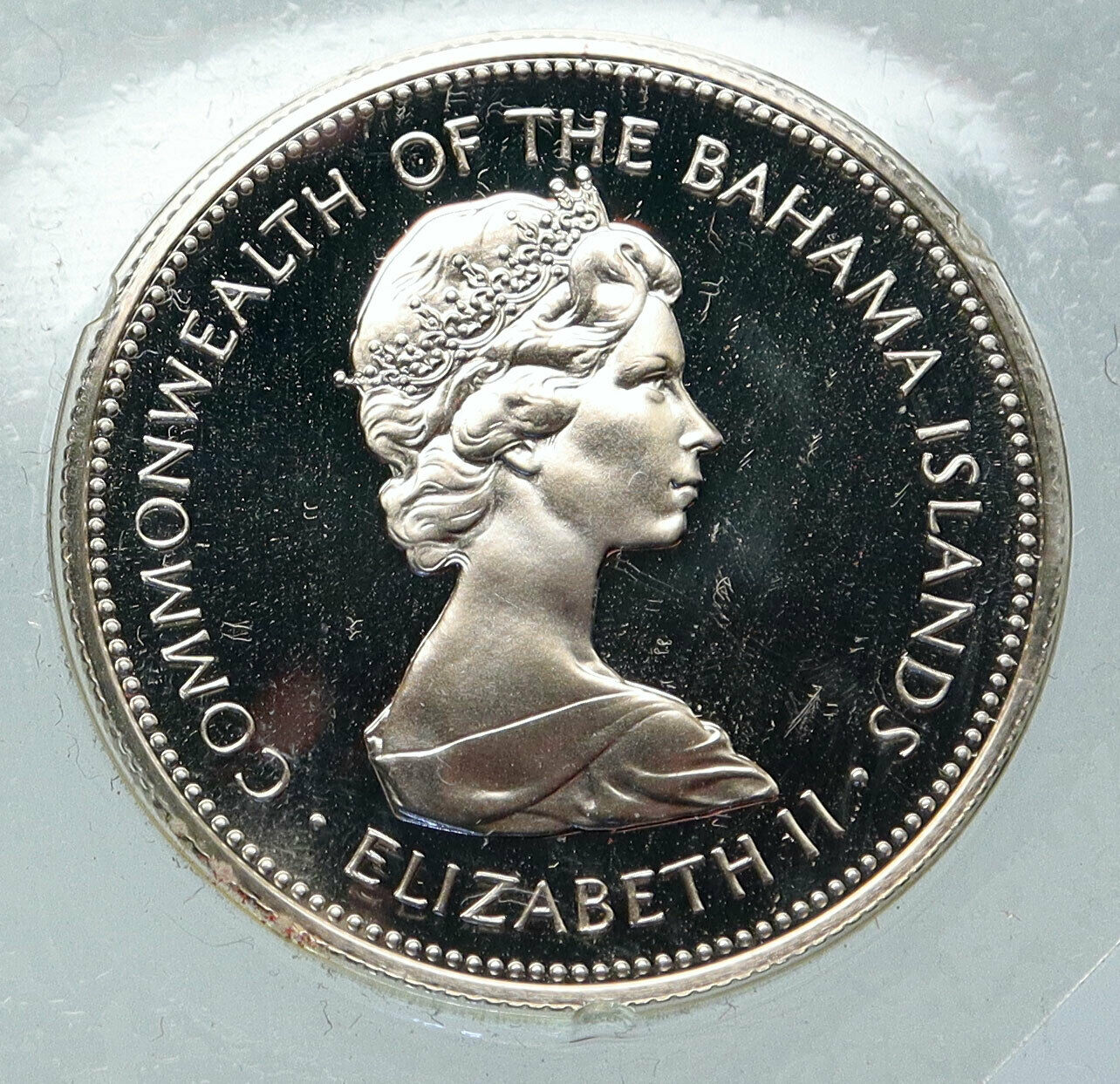 1972 BAHAMAS UK Queen Elizabeth II Marlin FISH Proof Silver Coin 50 Cent i85821