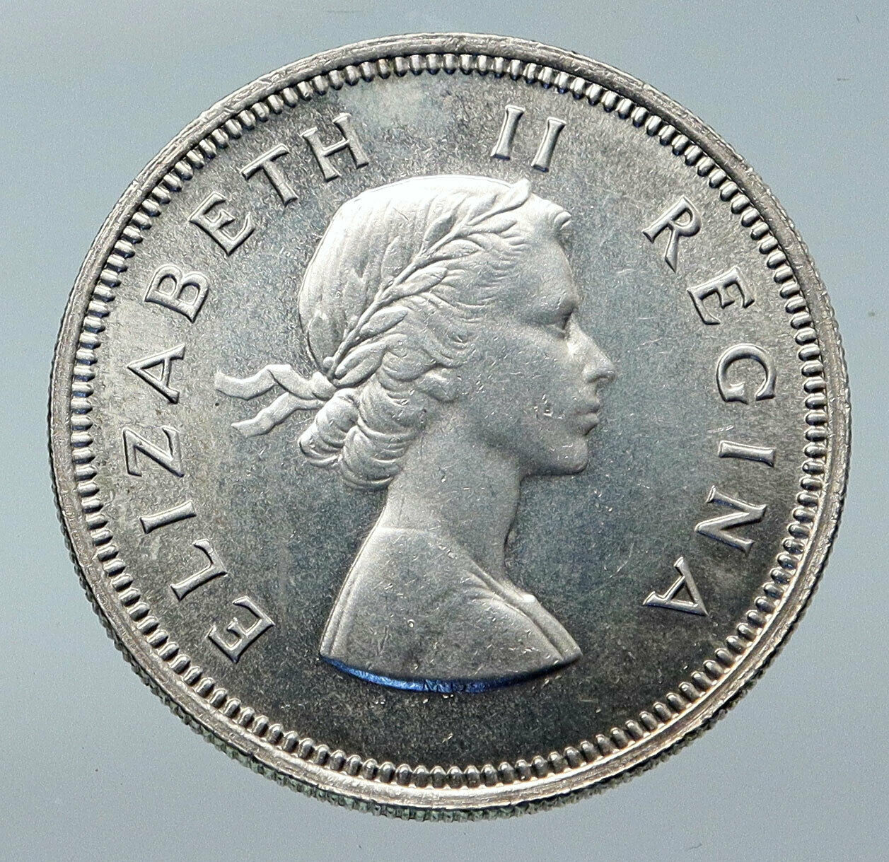 1959 SOUTH AFRICA Old Queen Elizabeth II VINTAGE Silver 2 Shilling Coin i85780