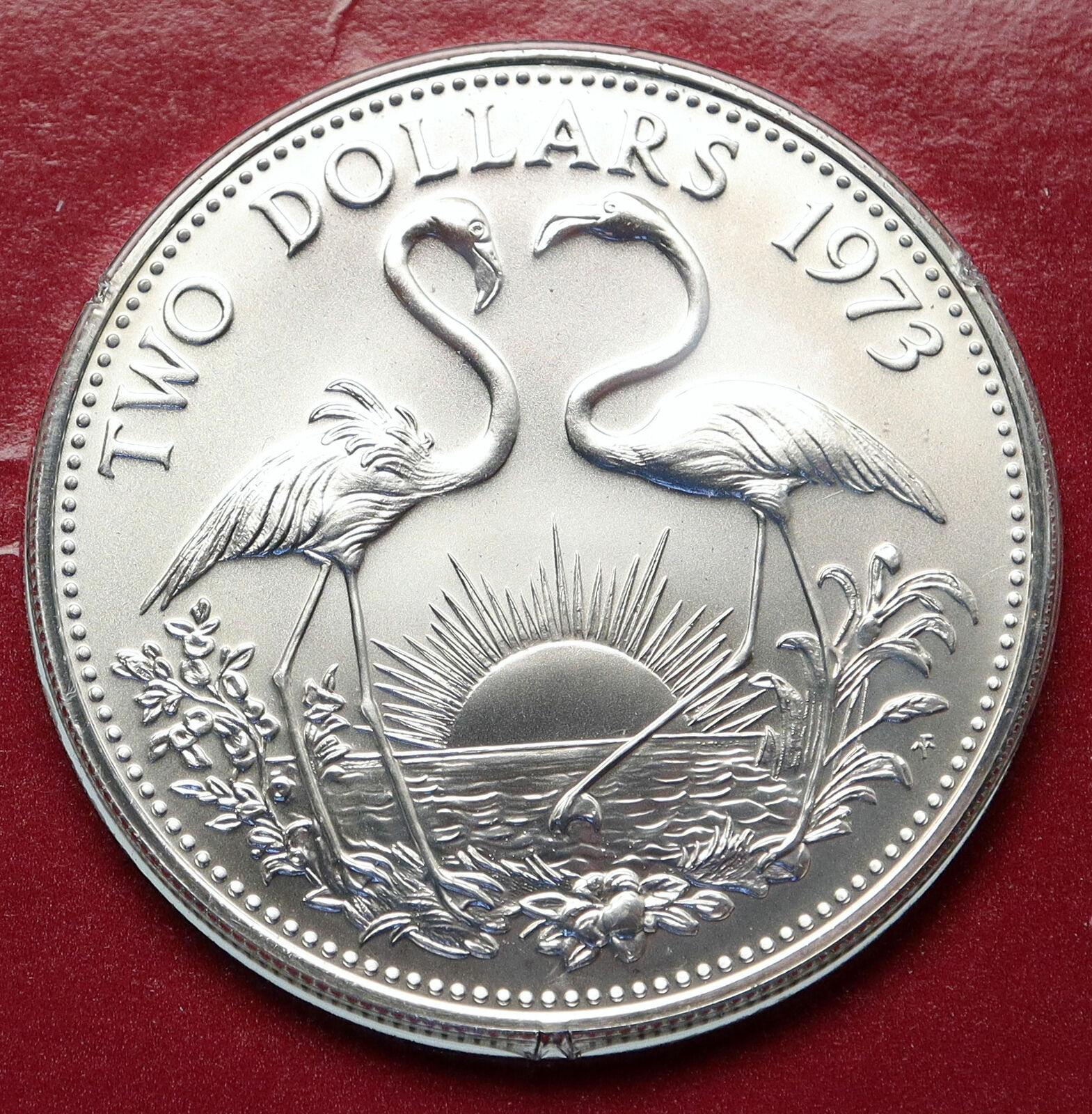 1973 BAHAMAS Queen Elizabeth II FLAMINGO Specimen MT Proof Silver $2 Coin i85842