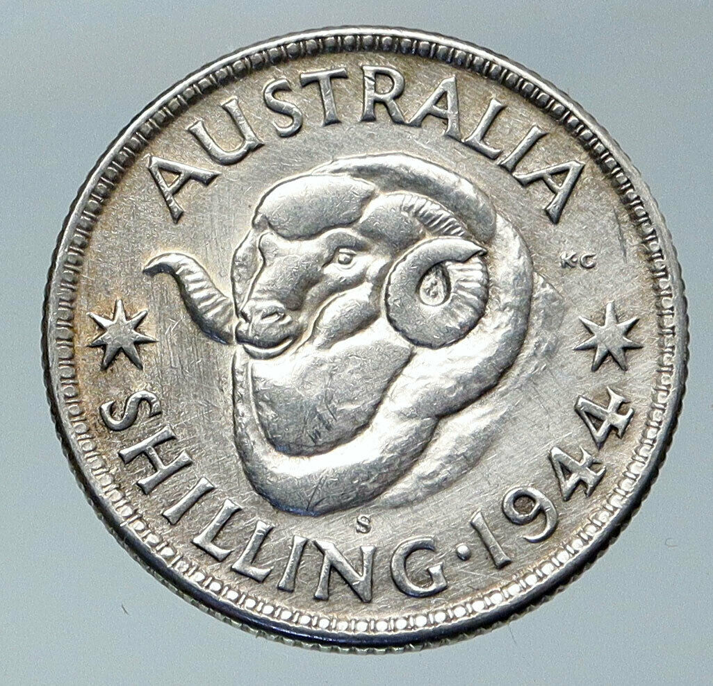 1944 AUSTRALIA King George VI of United Kingdom RAM Silver Shilling Coin i85825