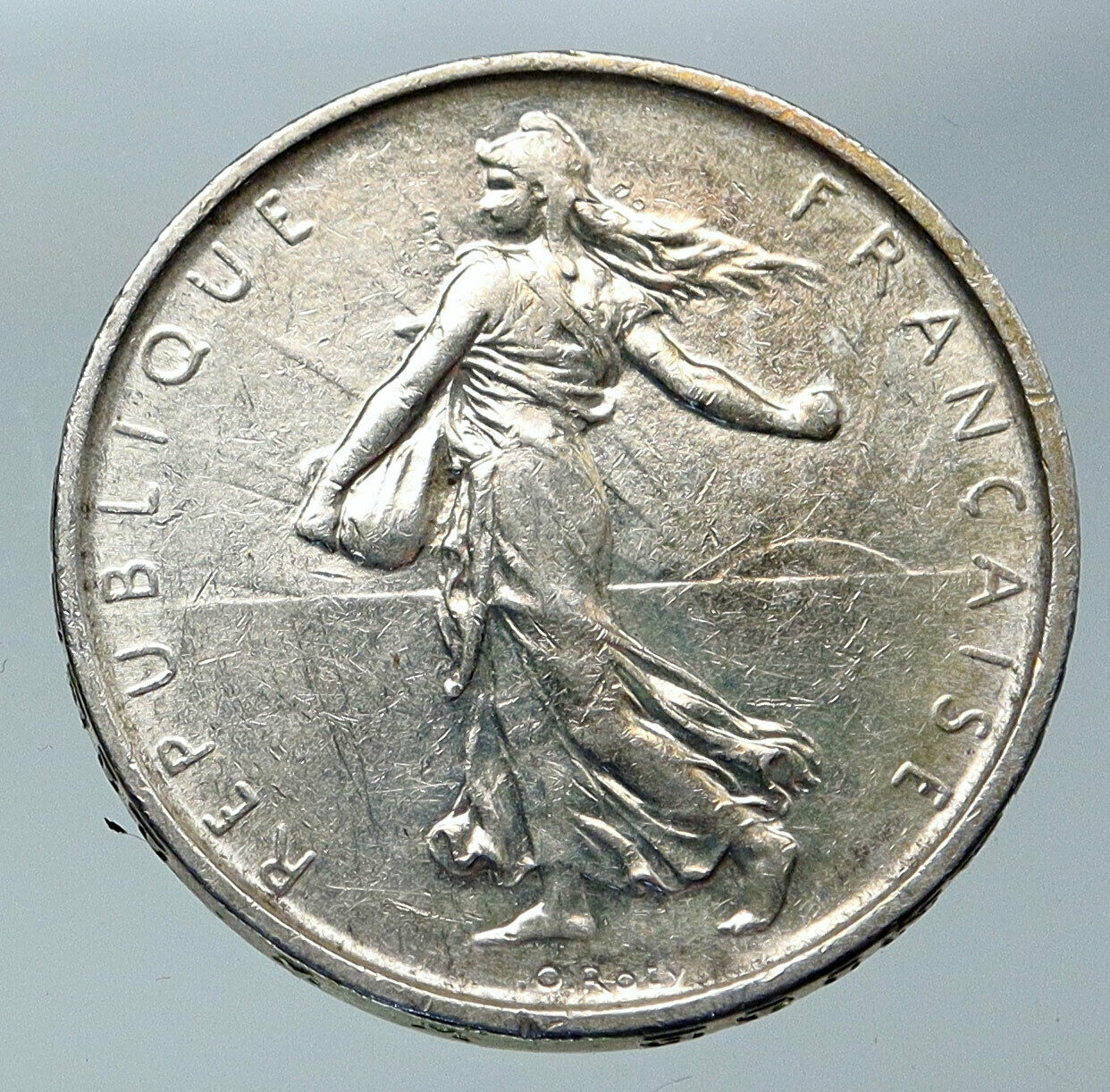 1963 FRANCE La Semeuse French SOWER WOMAN Old LARGE Silver 5 Francs Coin i85831