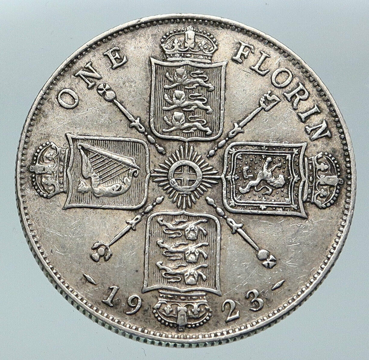 1923 United Kingdom Great Britain GEORGE V Silver Florin 2 Shillings Coin i85948