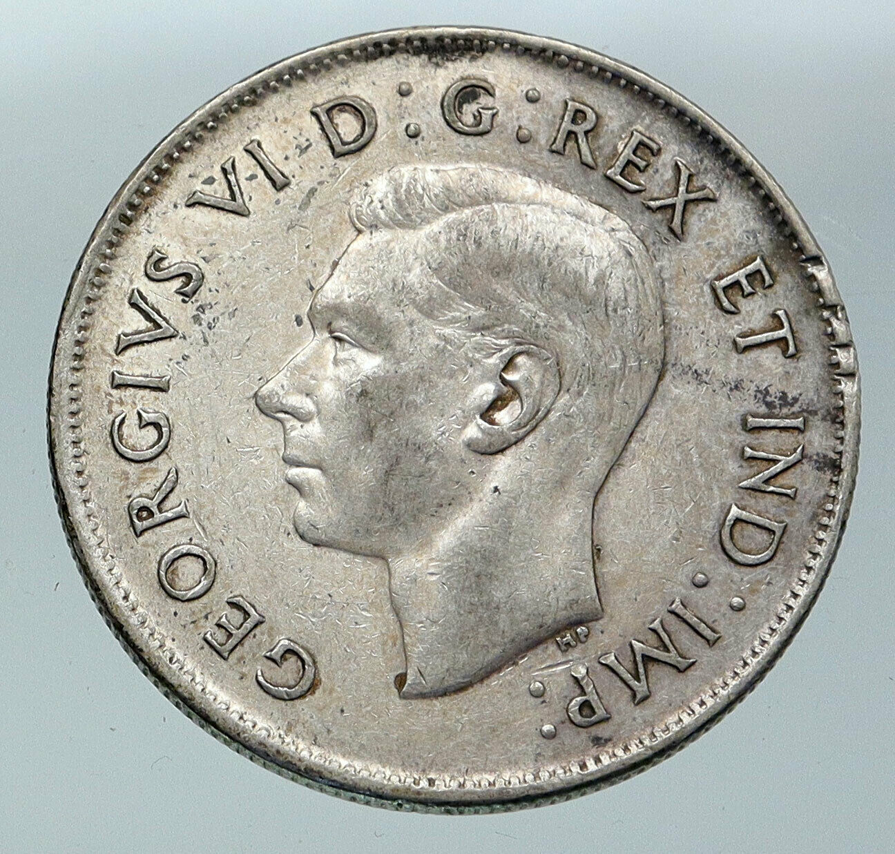 1945 CANADA WWII Time UK King GEORGE VI Coat-of-Arms SILVER 50 Cents Coin i85951