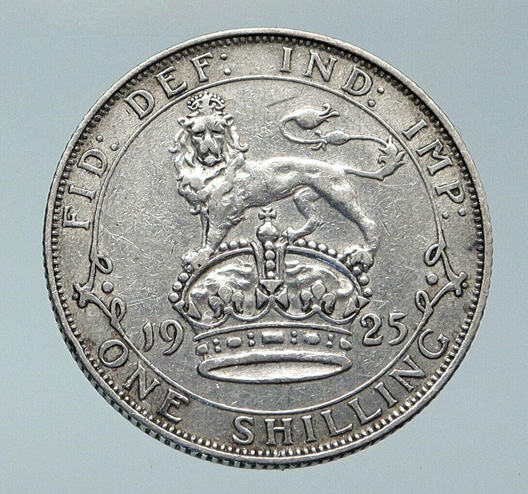 1925 United Kingdom UK Great Britain GEORGE V Lion Silver Shilling Coin i85957