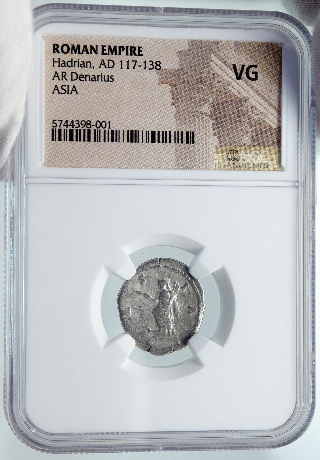 HADRIAN Travels to ASIA Authentic Ancient 134AD Silver Roman Coin NGC i86046