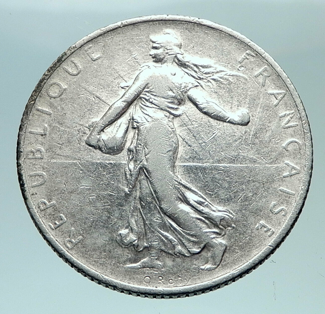 1916 FRANCE Antique Silver 2 Francs French Coin w La Semeuse Sower Woman i81630