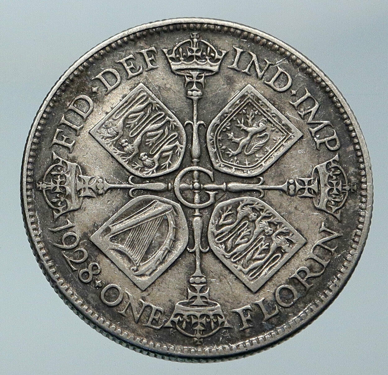 1928 United Kingdom Great Britain GEORGE V Silver Florin 2 Shillings Coin i85946