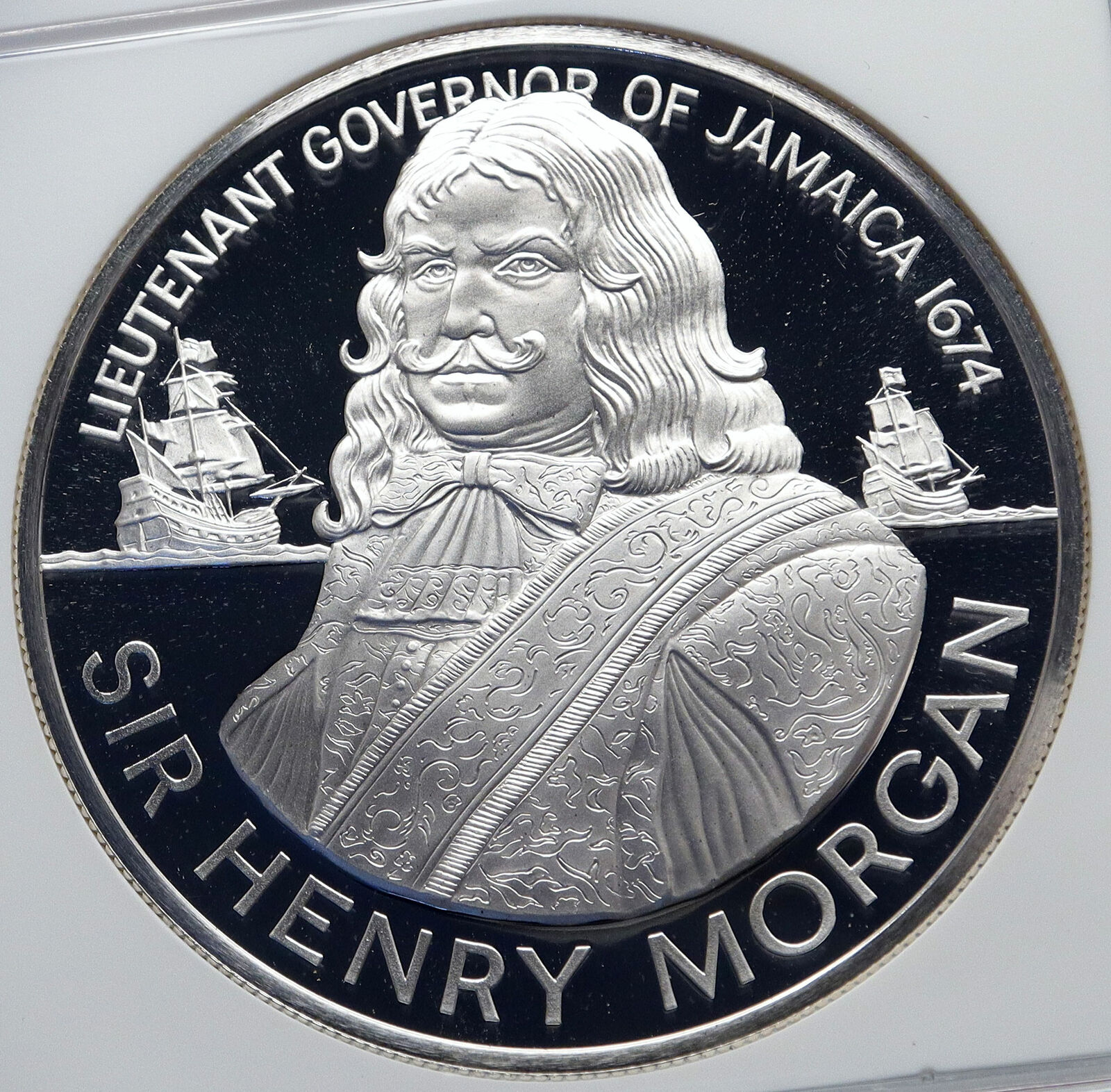 1974 JAMAICA Sir Henry Morgan Royal Lieutenant PROOF SILVER $10 Coin NGC i86026