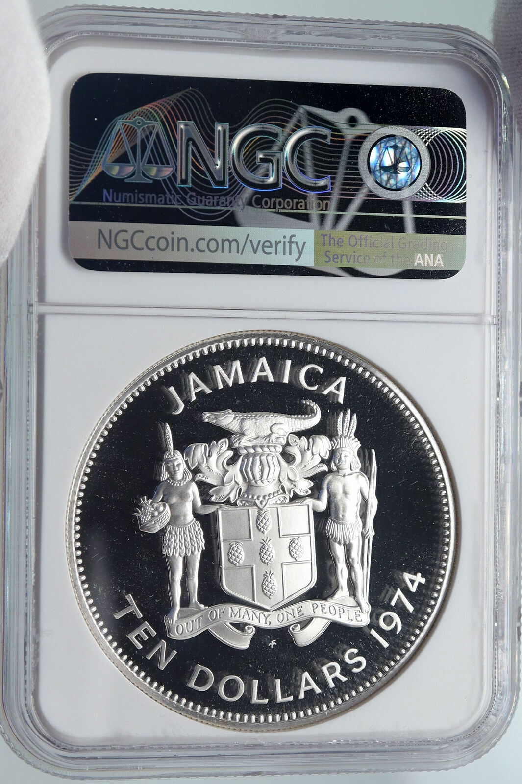 1974 JAMAICA Sir Henry Morgan Royal Lieutenant PROOF SILVER $10 Coin NGC i86026